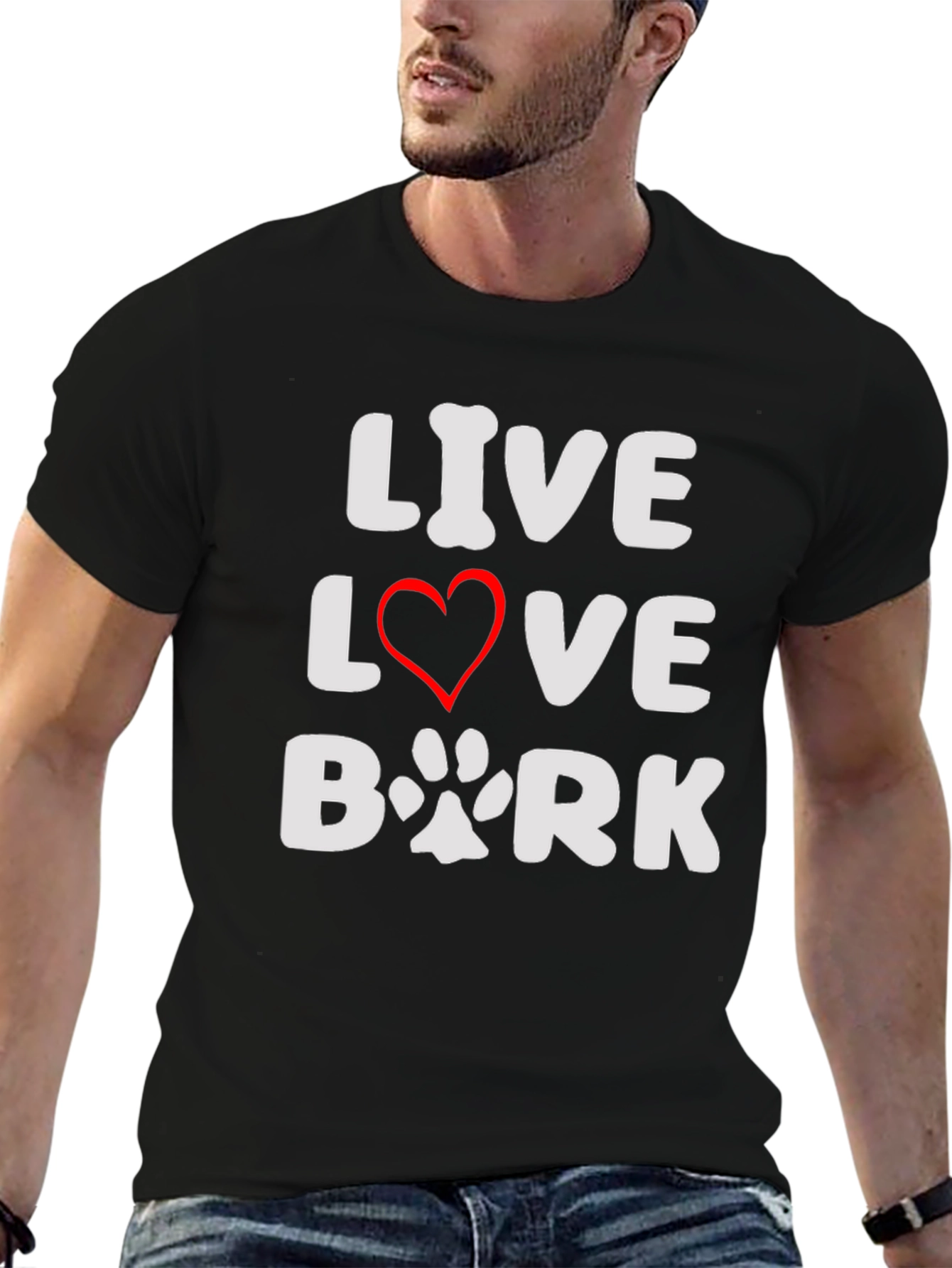 Live Love Bark Black T-Shirt - Dog Lover Tee