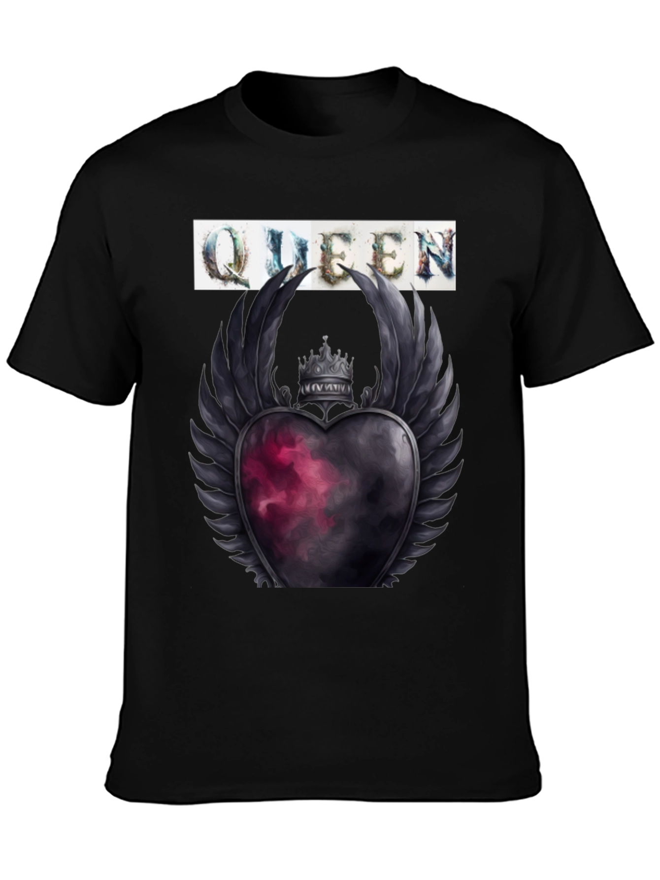 Queen Heart Crown Graphic Tee - Trendy Style