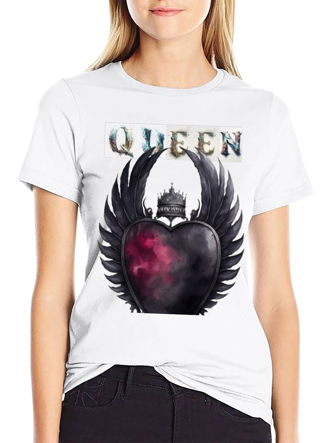 Queen Heart Crown Graphic Tee - Trendy Style