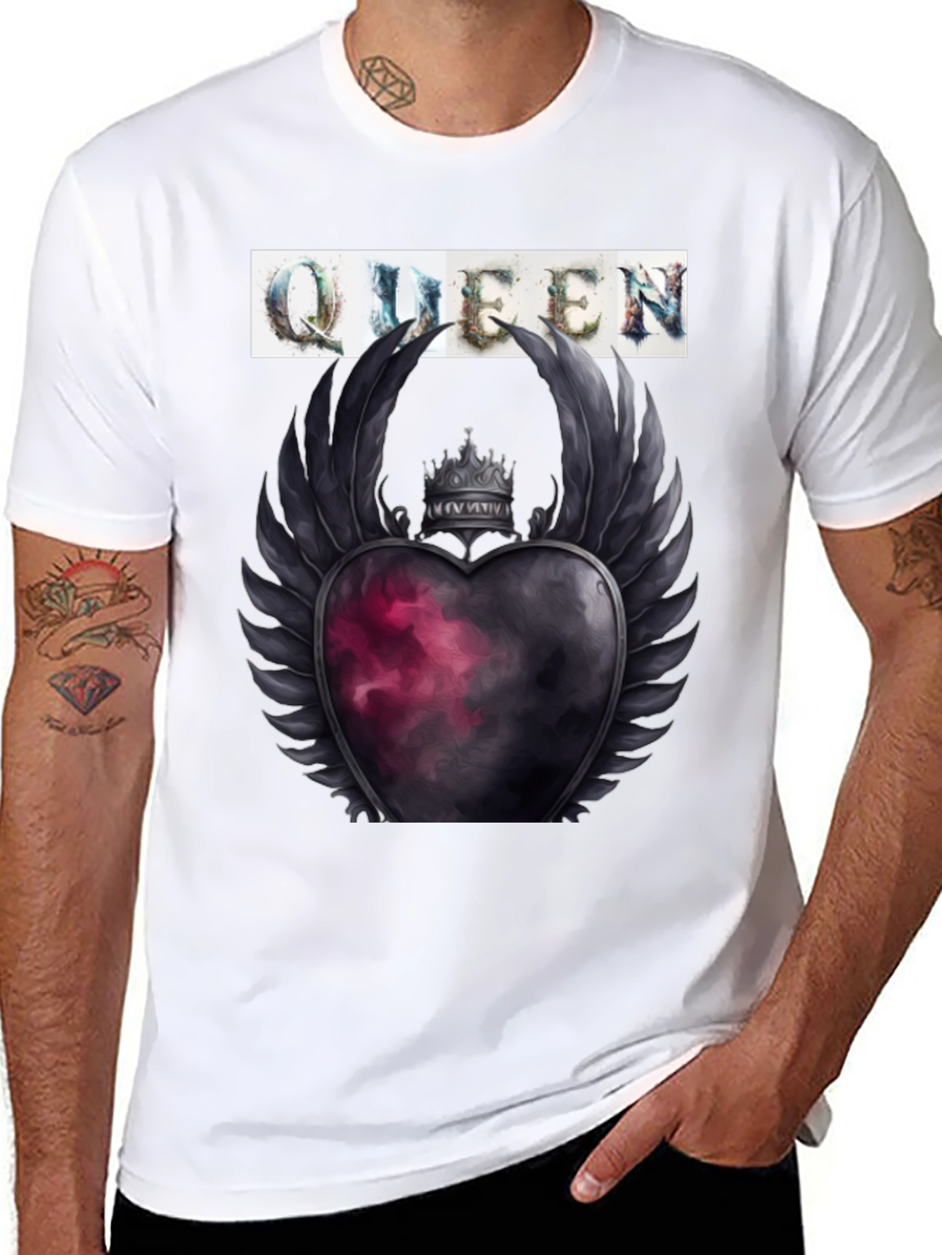 Queen Heart Crown Graphic Tee - Trendy Style