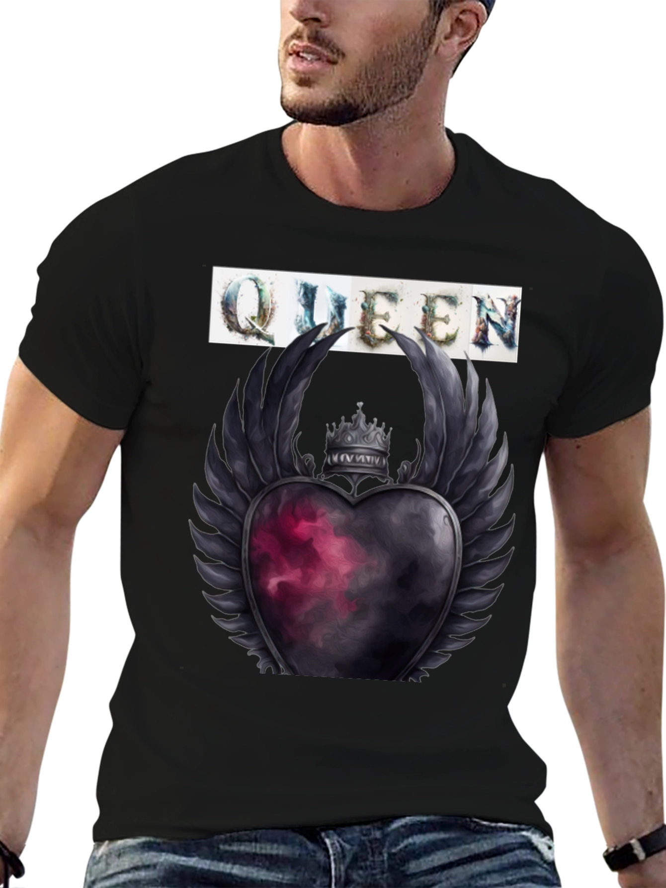 Queen Heart Crown Graphic Tee - Trendy Style