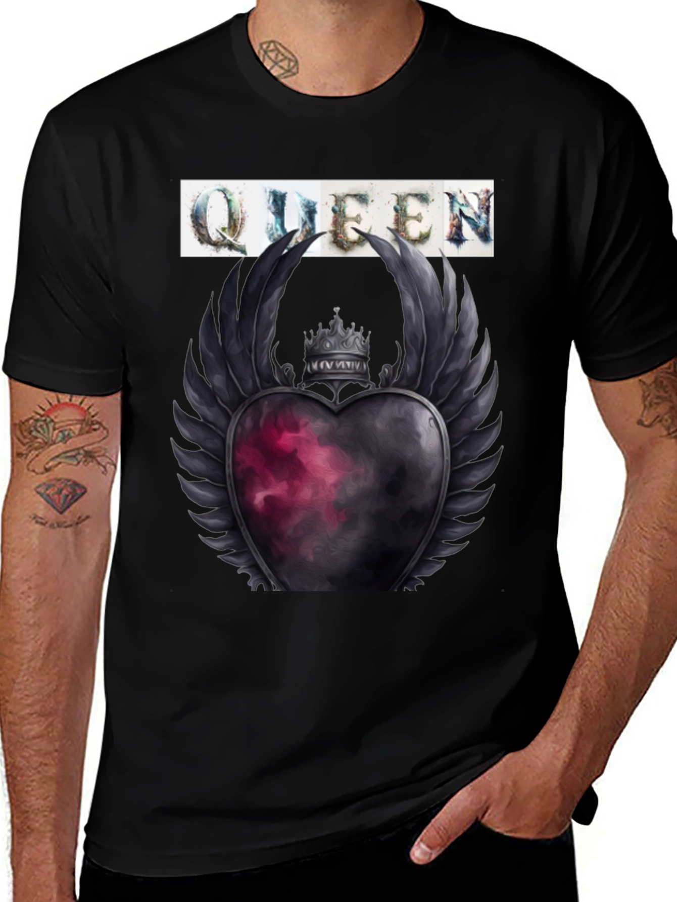 Queen Heart Crown Graphic Tee - Trendy Style