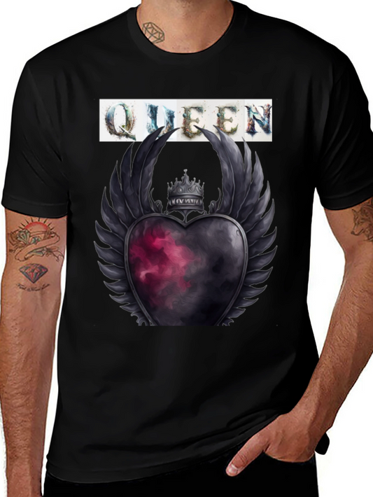 Queen Heart Crown Graphic Tee - Trendy Style