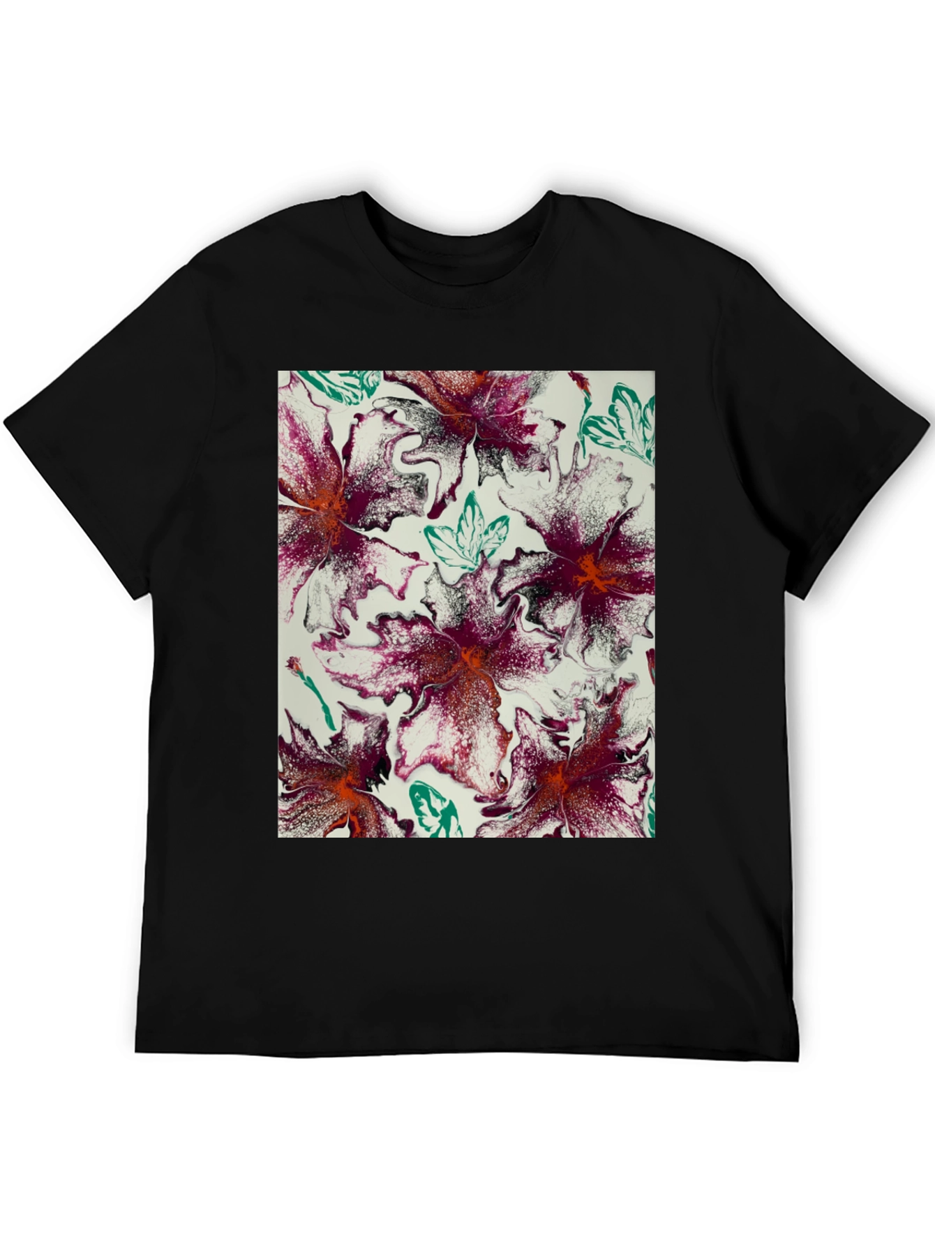 Abstract Floral T-Shirt - Unique Artistic Design