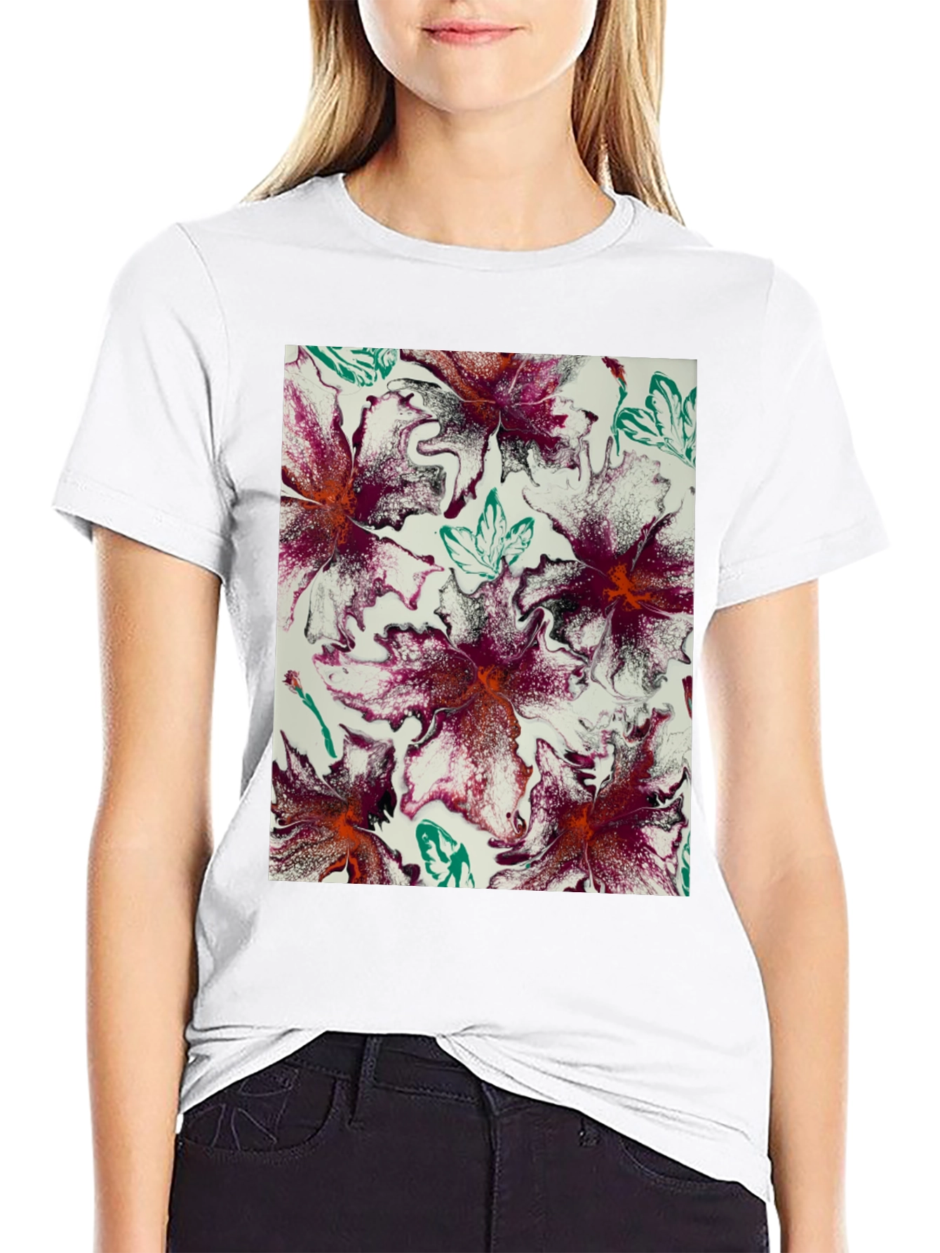 Abstract Floral T-Shirt - Unique Artistic Design