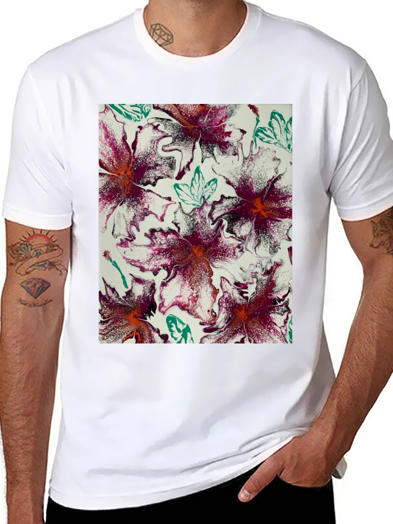 Abstract Floral T-Shirt - Unique Artistic Design