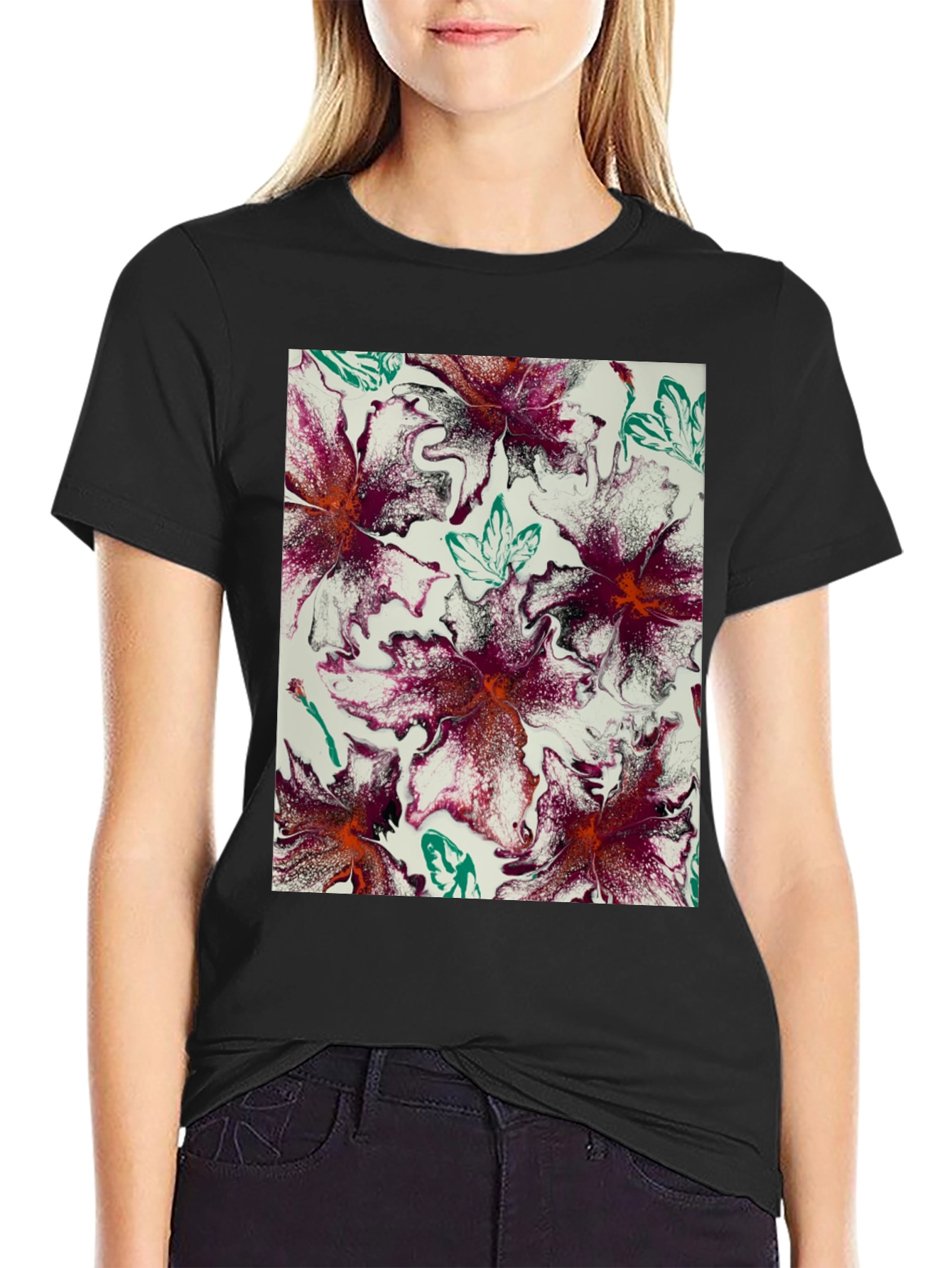 Abstract Floral T-Shirt - Unique Artistic Design
