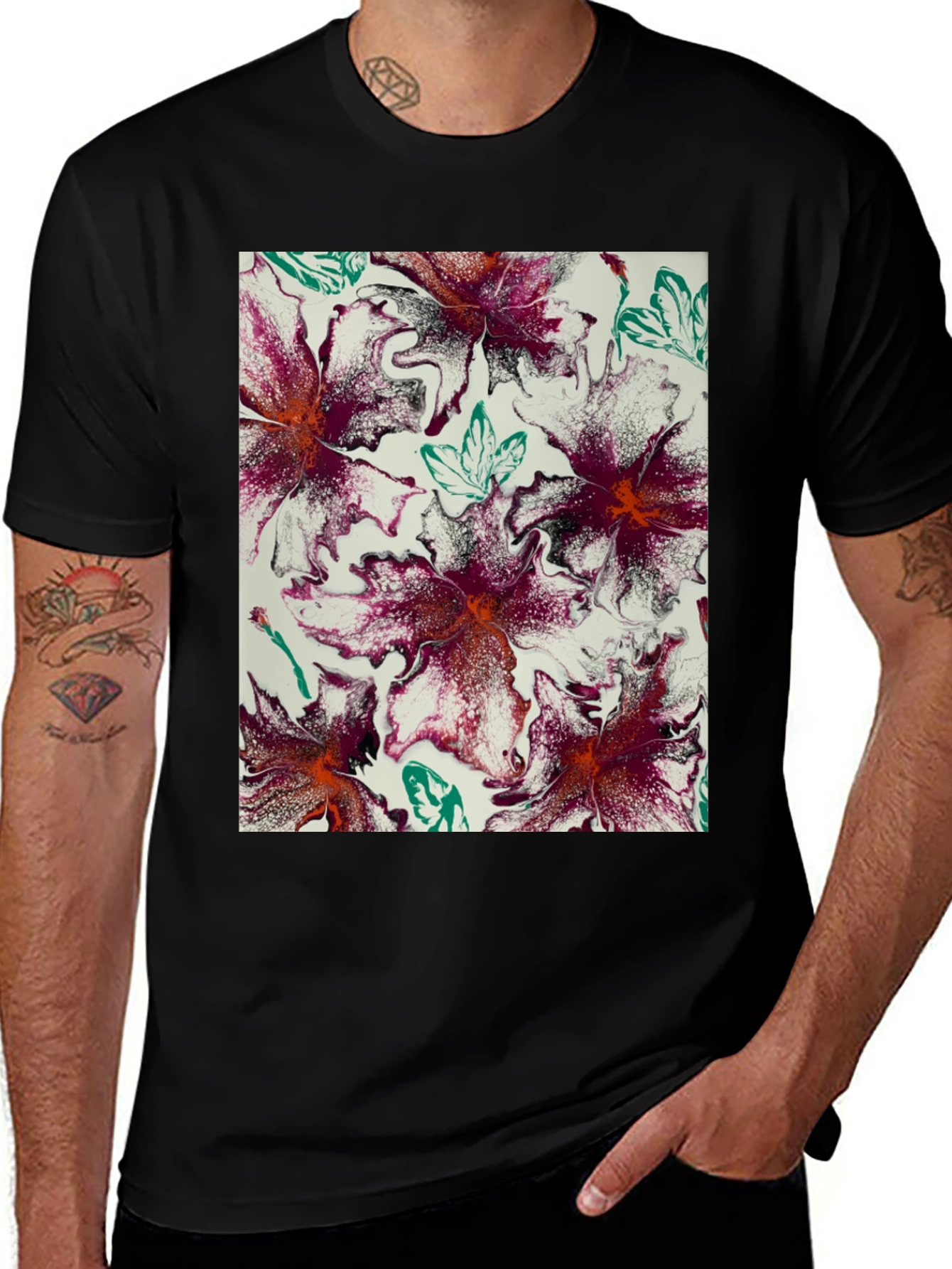 Abstract Floral T-Shirt - Unique Artistic Design