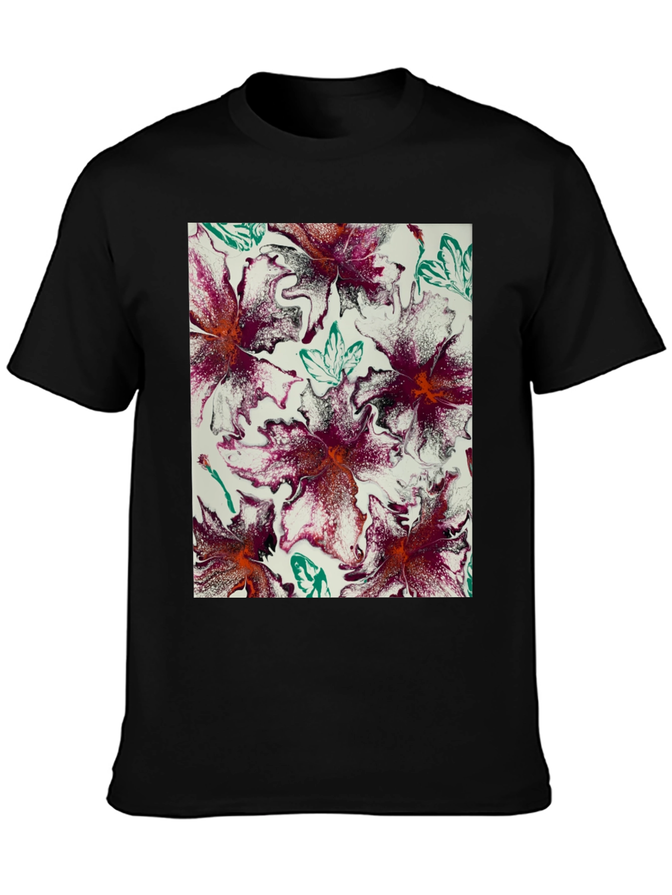 Abstract Floral T-Shirt - Unique Artistic Design