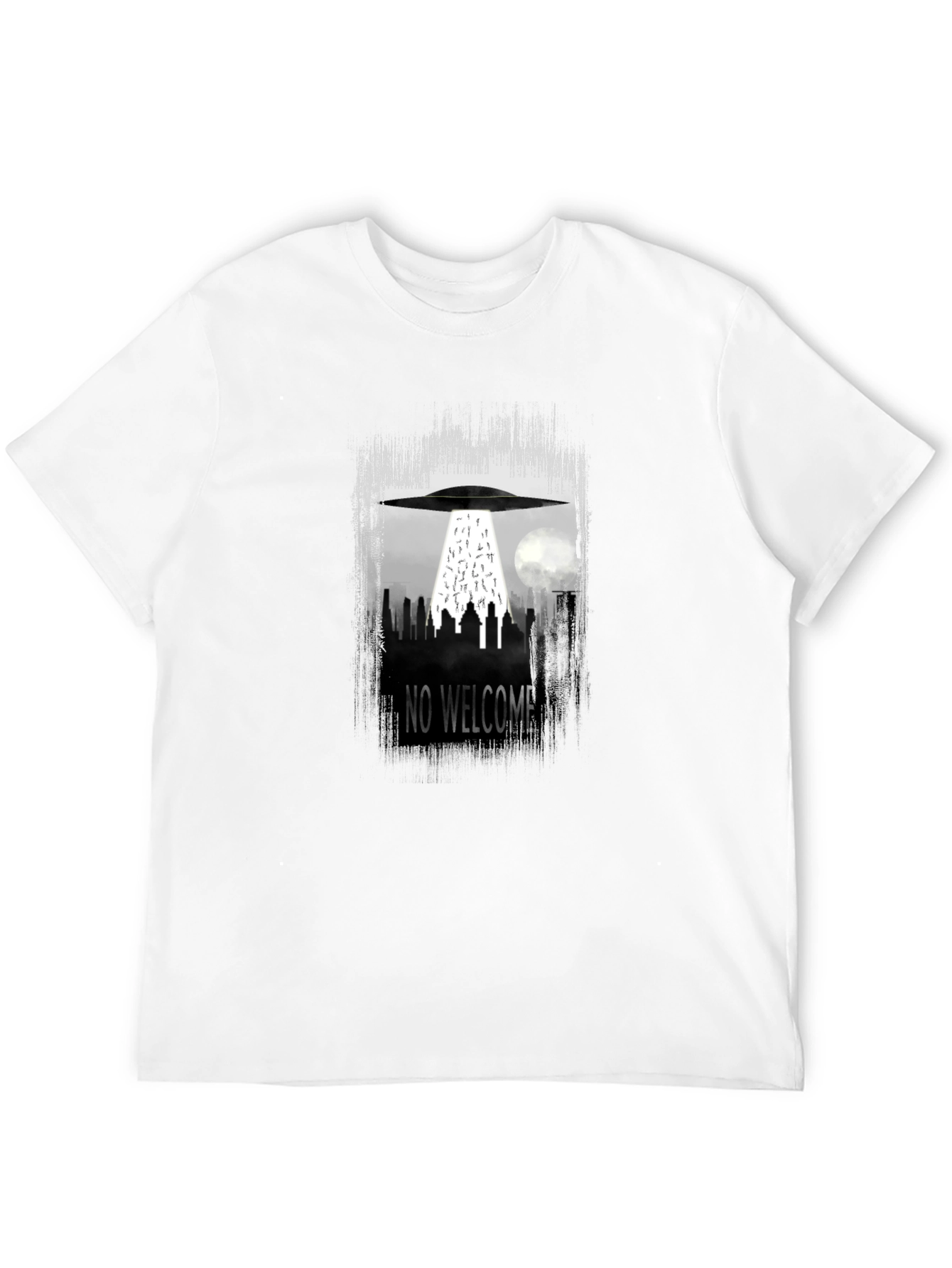 No Welcome UFO T-Shirt - City Alien Abduction Tee