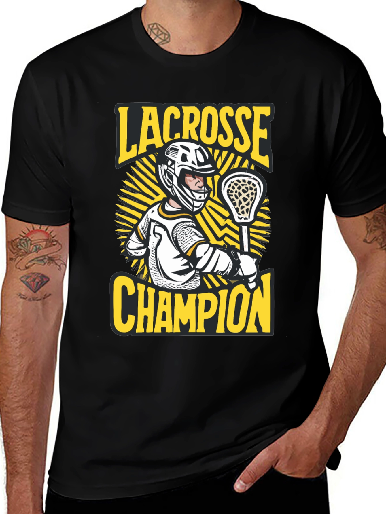 Lacrosse Champion Black Graphic Tee