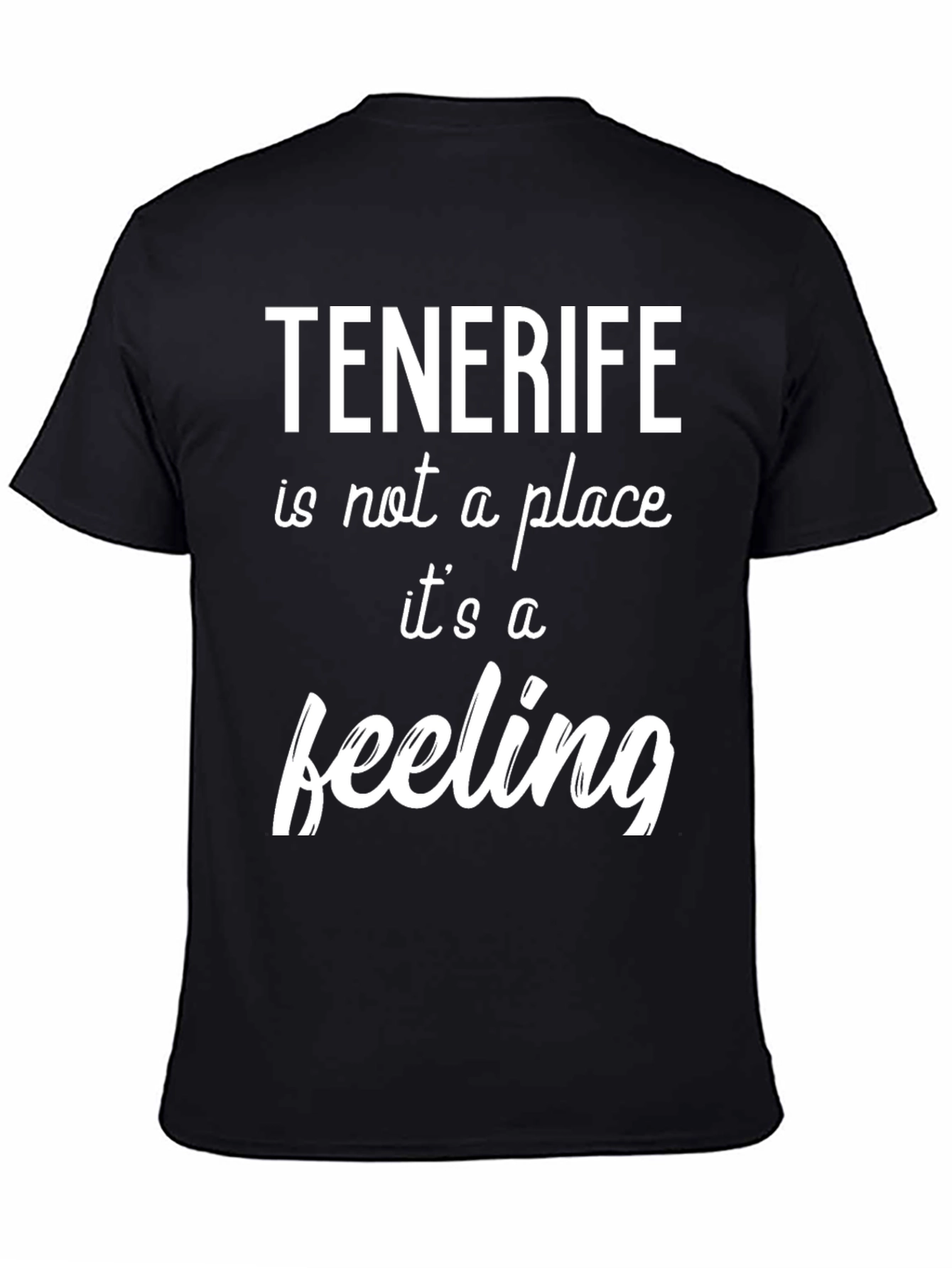 Tenerife Feeling Graphic Tee - Black Crew Neck T-Shirt