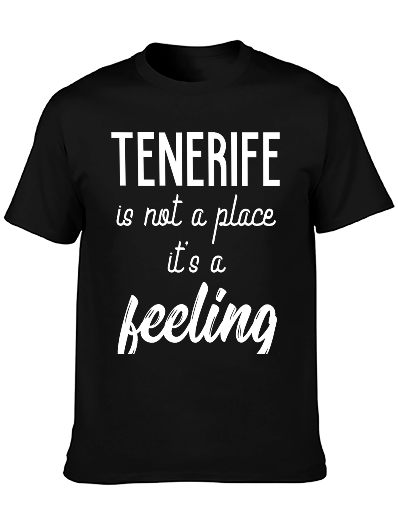 Tenerife Feeling Graphic Tee - Black Crew Neck T-Shirt
