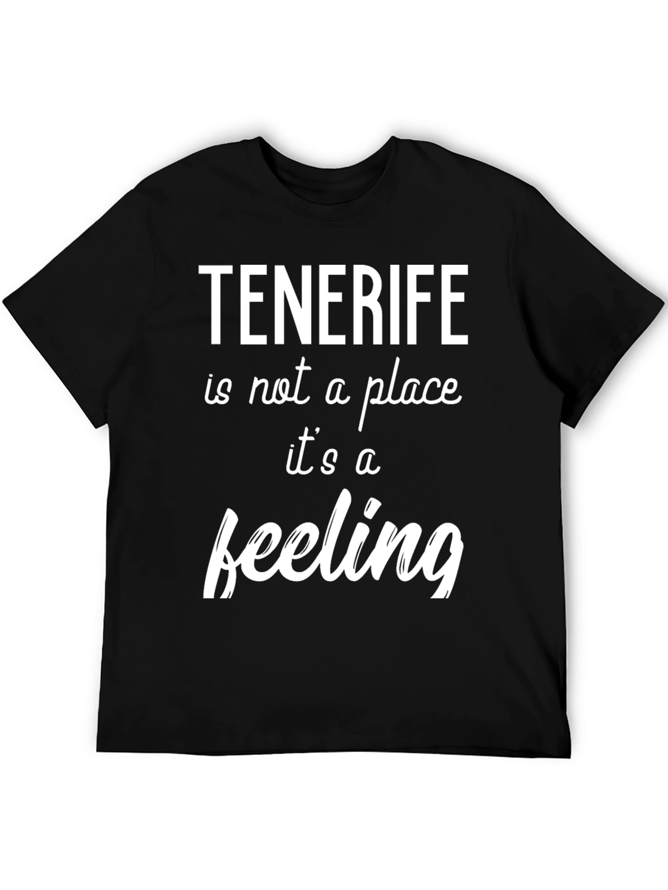 Tenerife Feeling Graphic Tee - Black Crew Neck T-Shirt