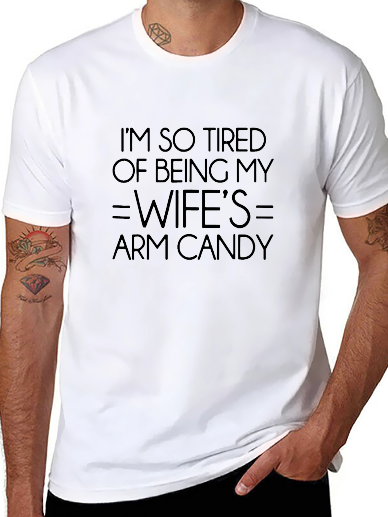 Humorous Mens Wifes Arm Candy Graphic Tee