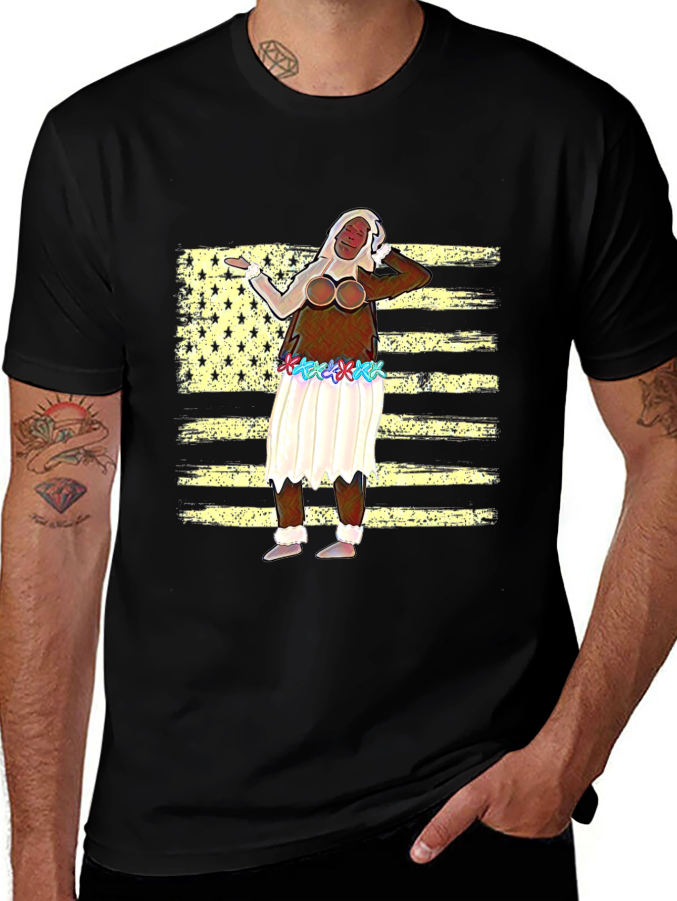 Novelty T-Shirt with American Flag Design