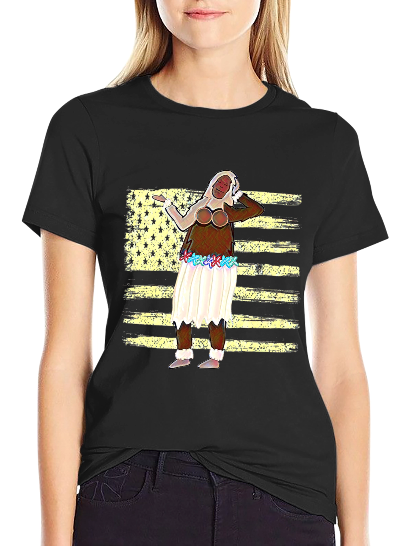 Novelty T-Shirt with American Flag Design
