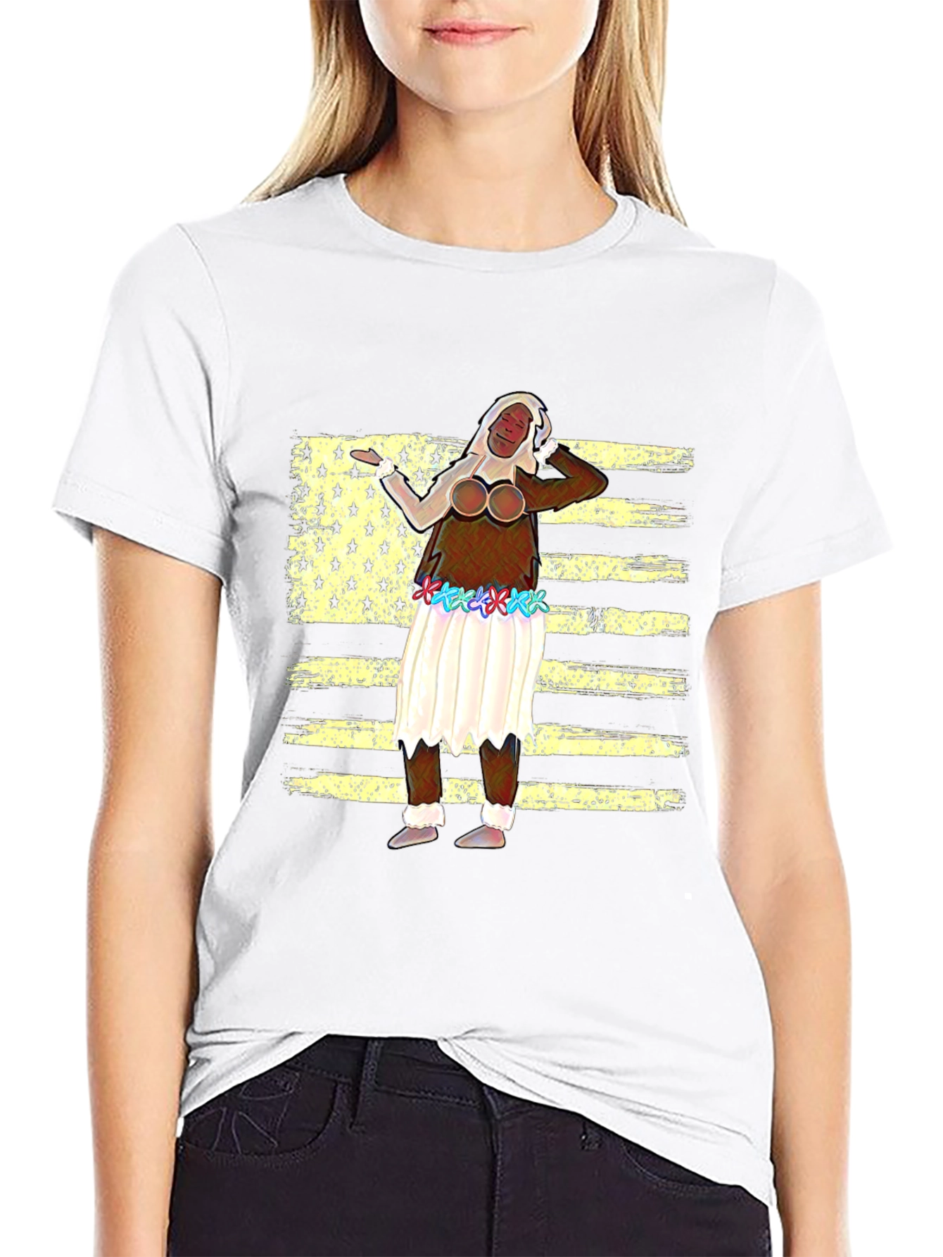 Novelty T-Shirt with American Flag Design