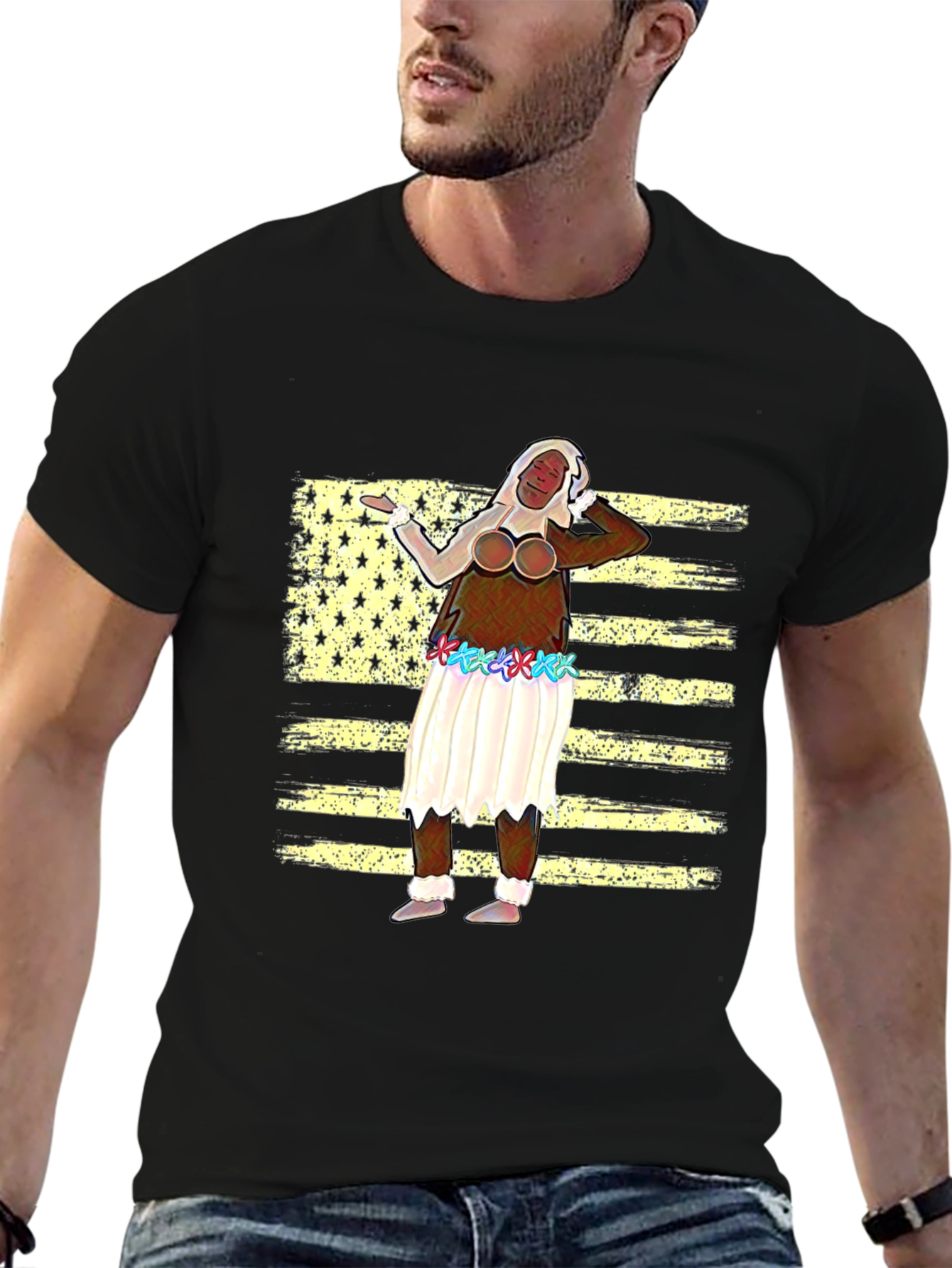 Novelty T-Shirt with American Flag Design