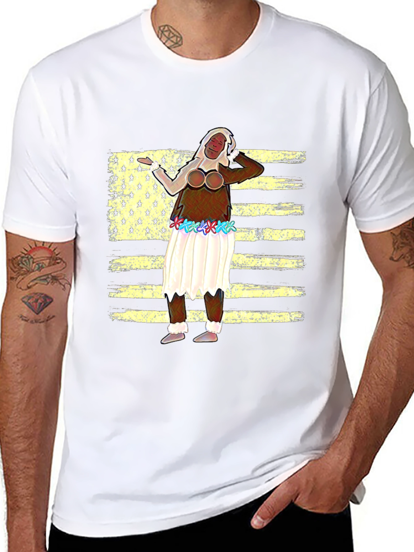 Novelty T-Shirt with American Flag Design