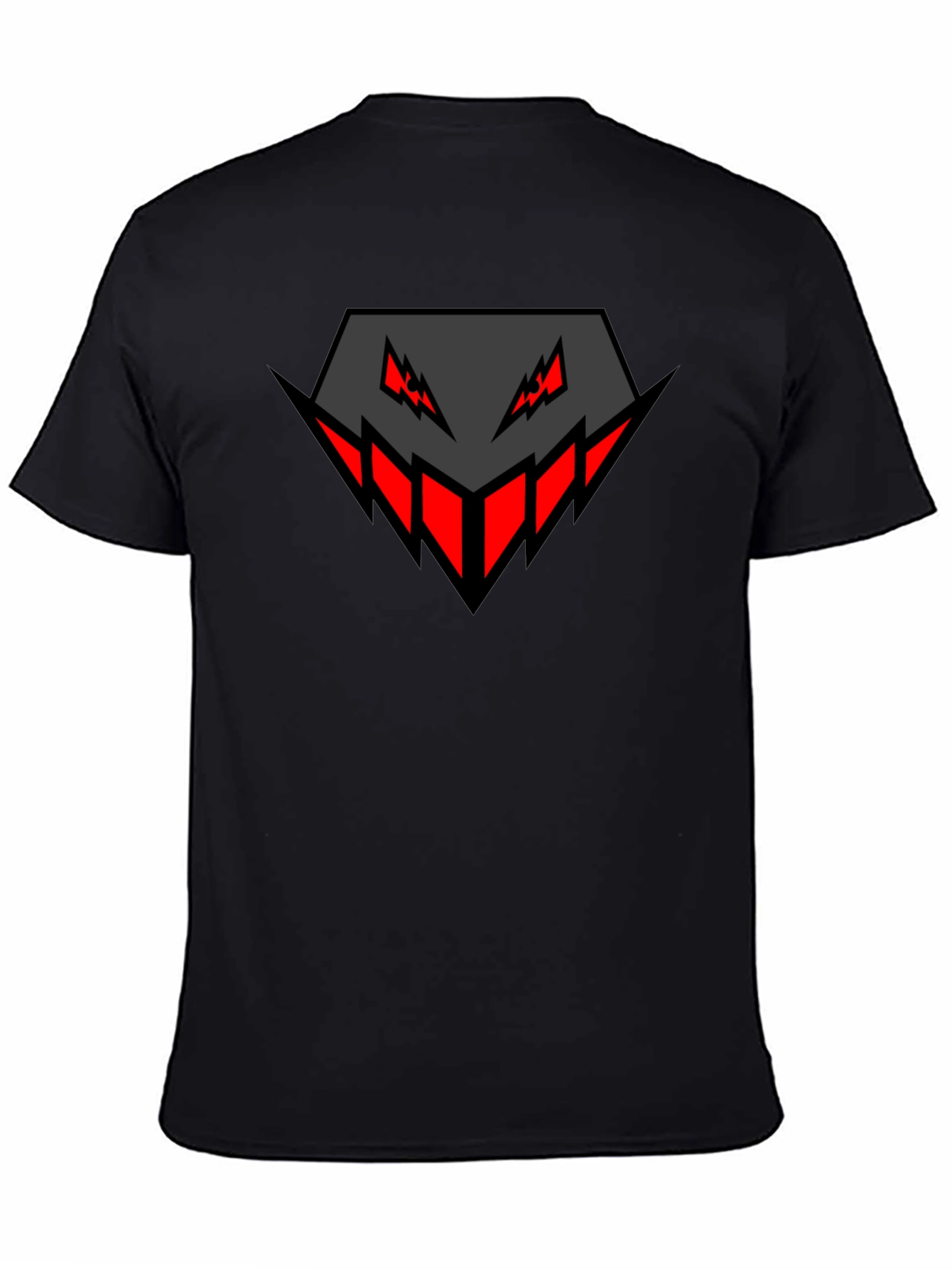 Mens Black Graphic Tee - Geometric Monster Design
