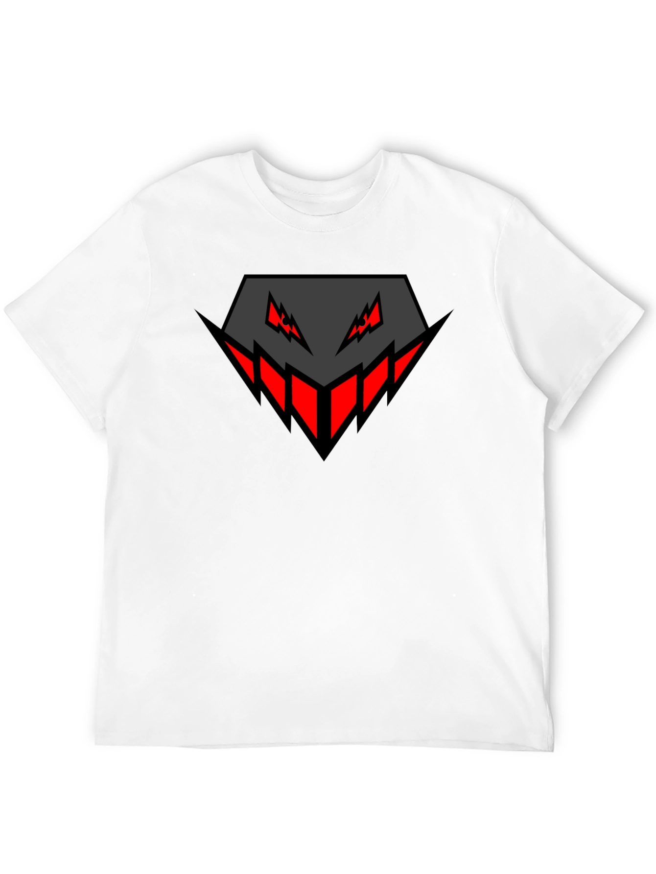 Mens Black Graphic Tee - Geometric Monster Design
