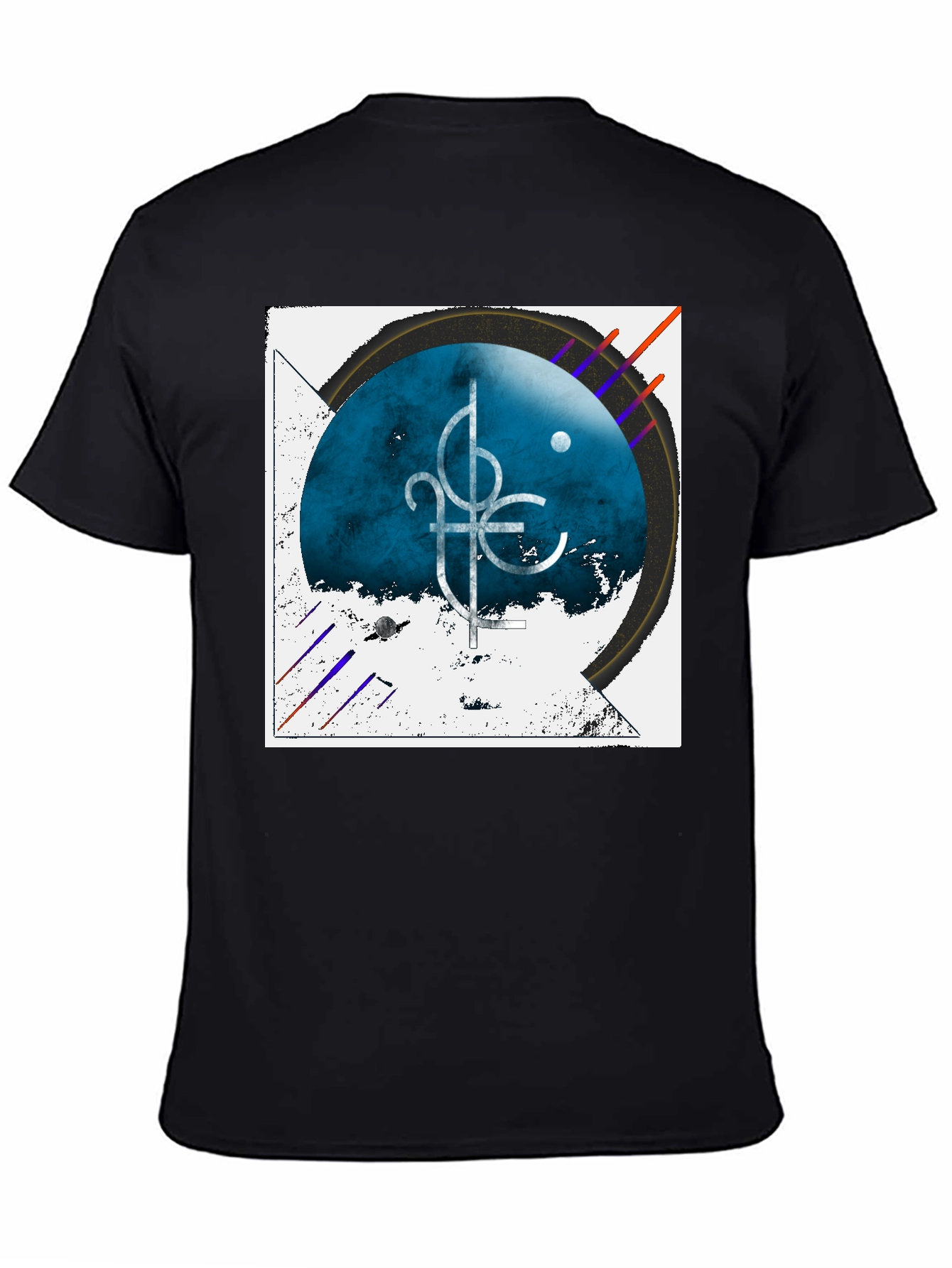 Abstract Graphic Tee - Black Cotton Casual Shirt