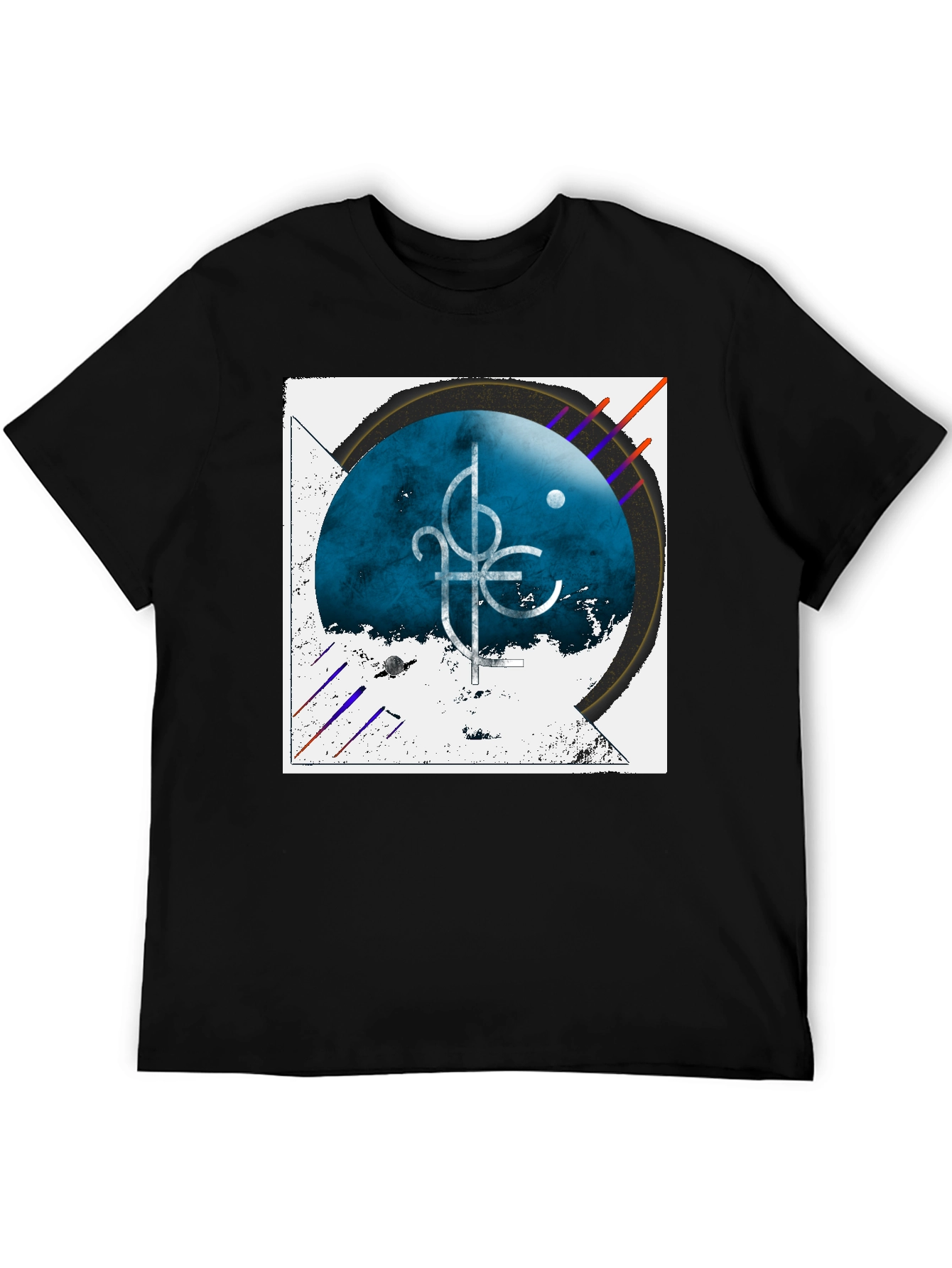 Abstract Graphic Tee - Black Cotton Casual Shirt