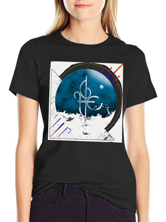 Abstract Graphic Tee - Black Cotton Casual Shirt