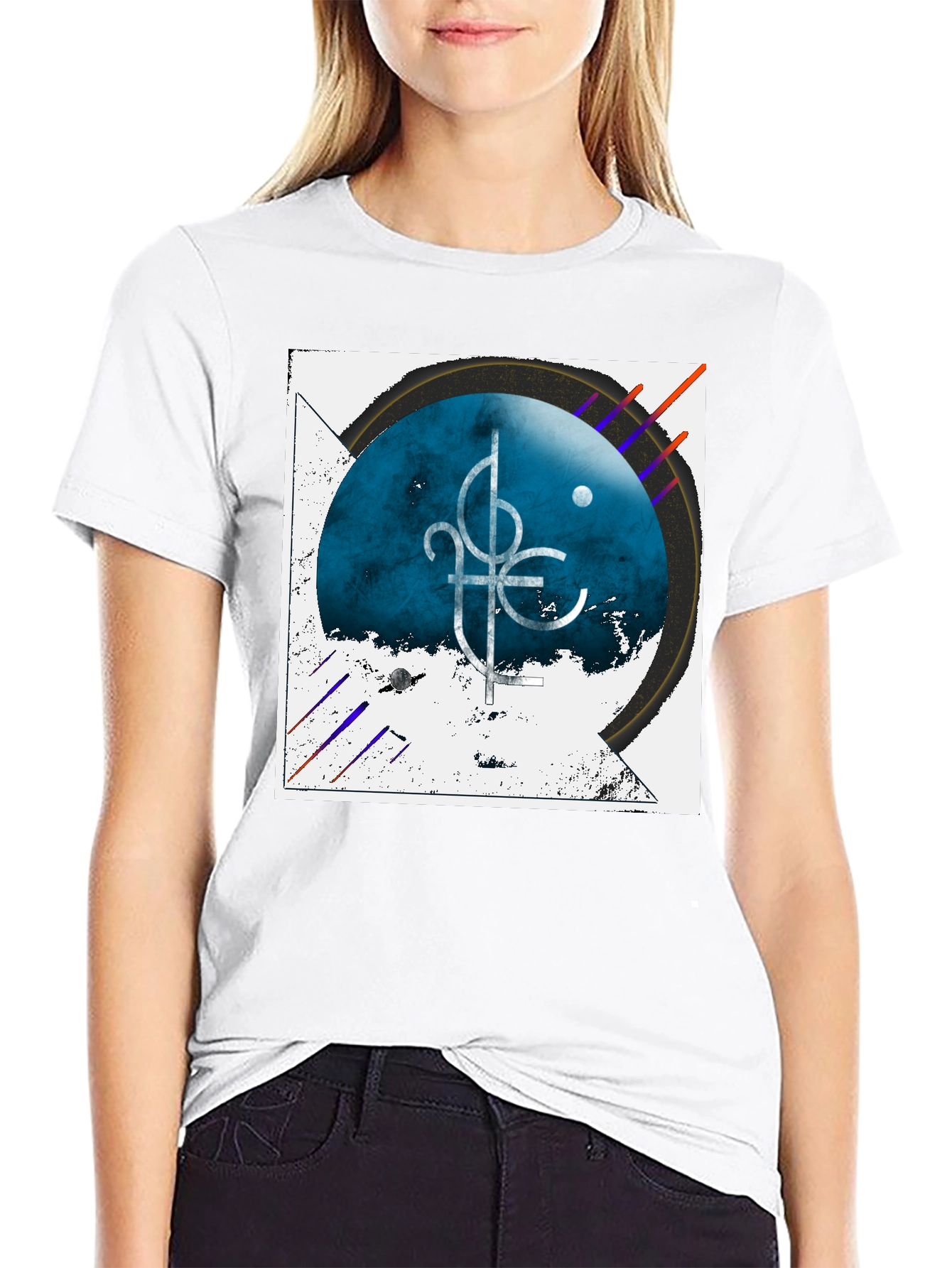 Abstract Graphic Tee - Black Cotton Casual Shirt
