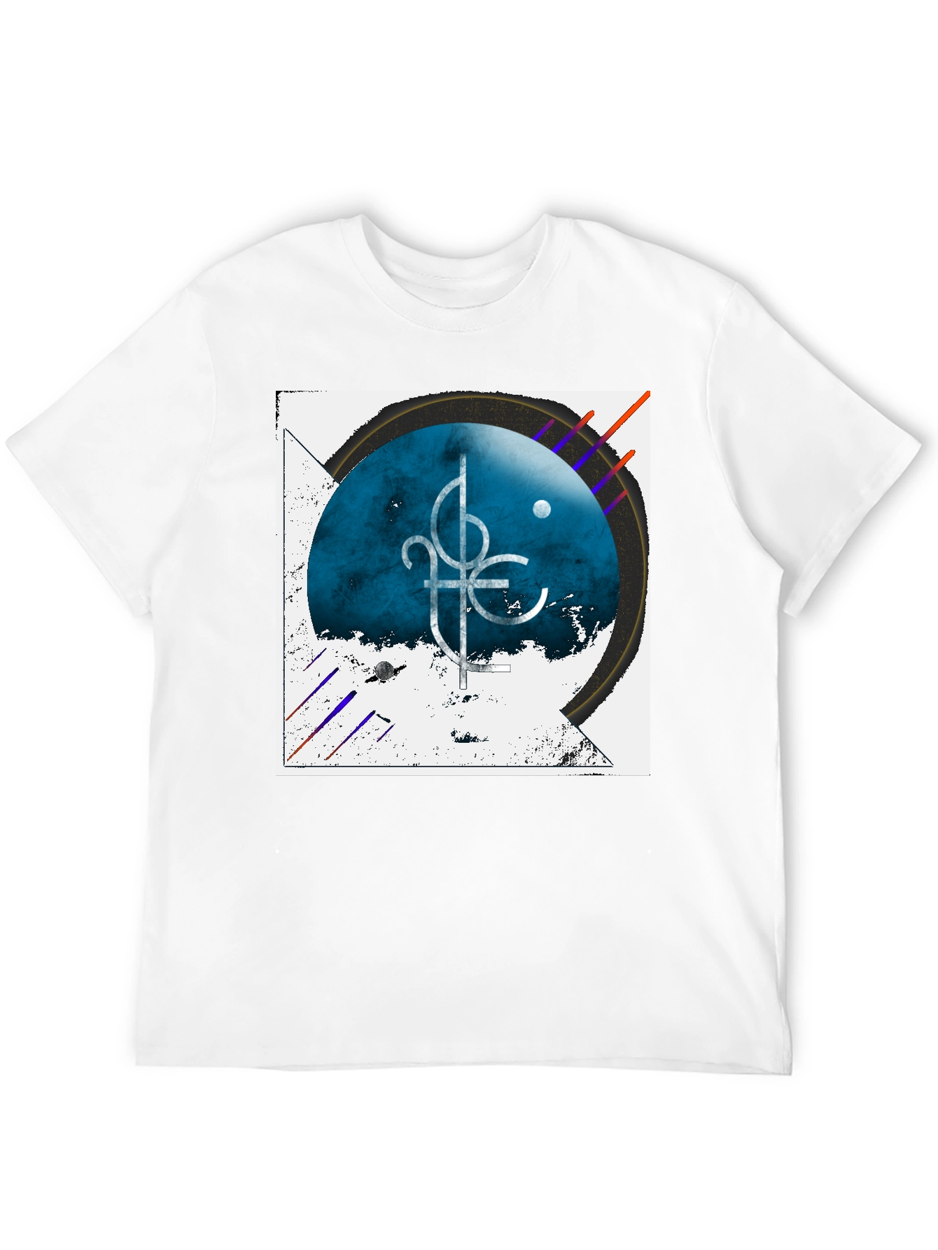 Abstract Graphic Tee - Black Cotton Casual Shirt