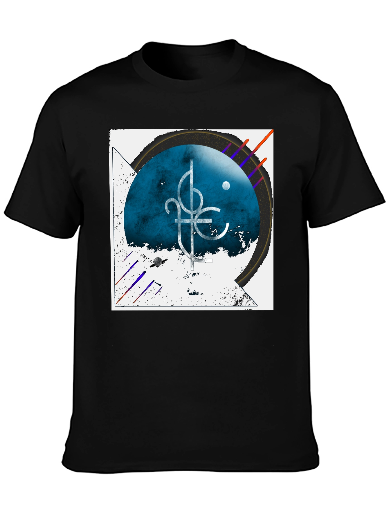 Abstract Graphic Tee - Black Cotton Casual Shirt