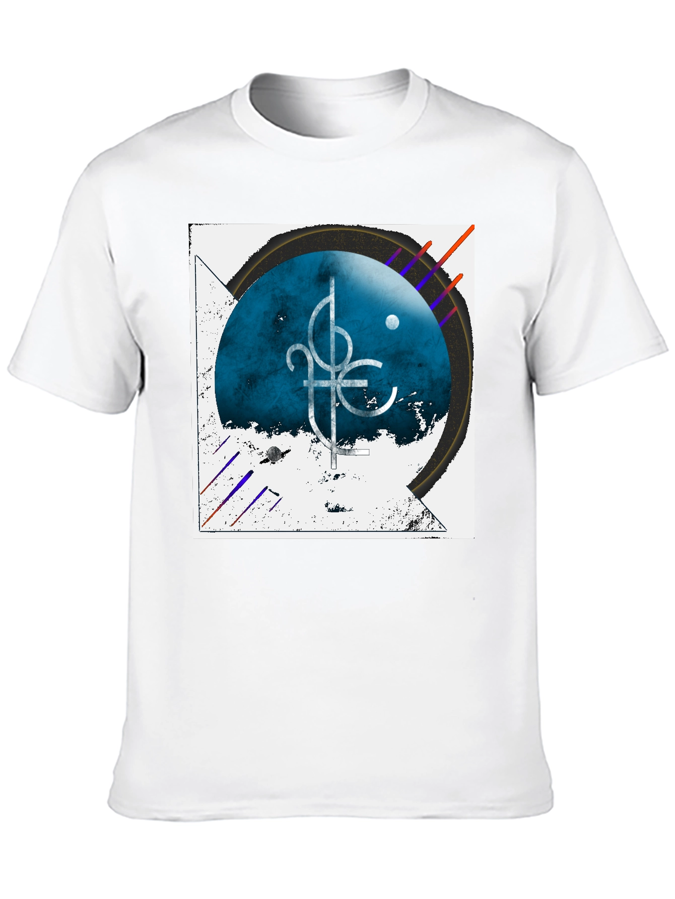 Abstract Graphic Tee - Black Cotton Casual Shirt