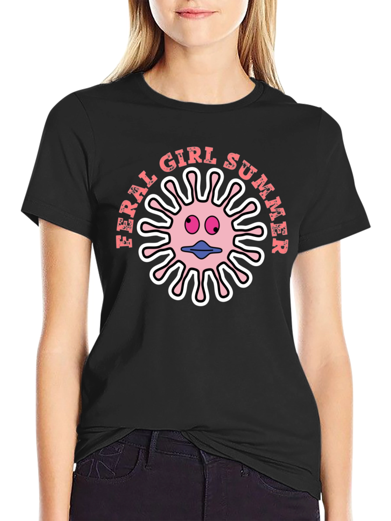 Feral Girl Summer Graphic Tee - Black T-Shirt