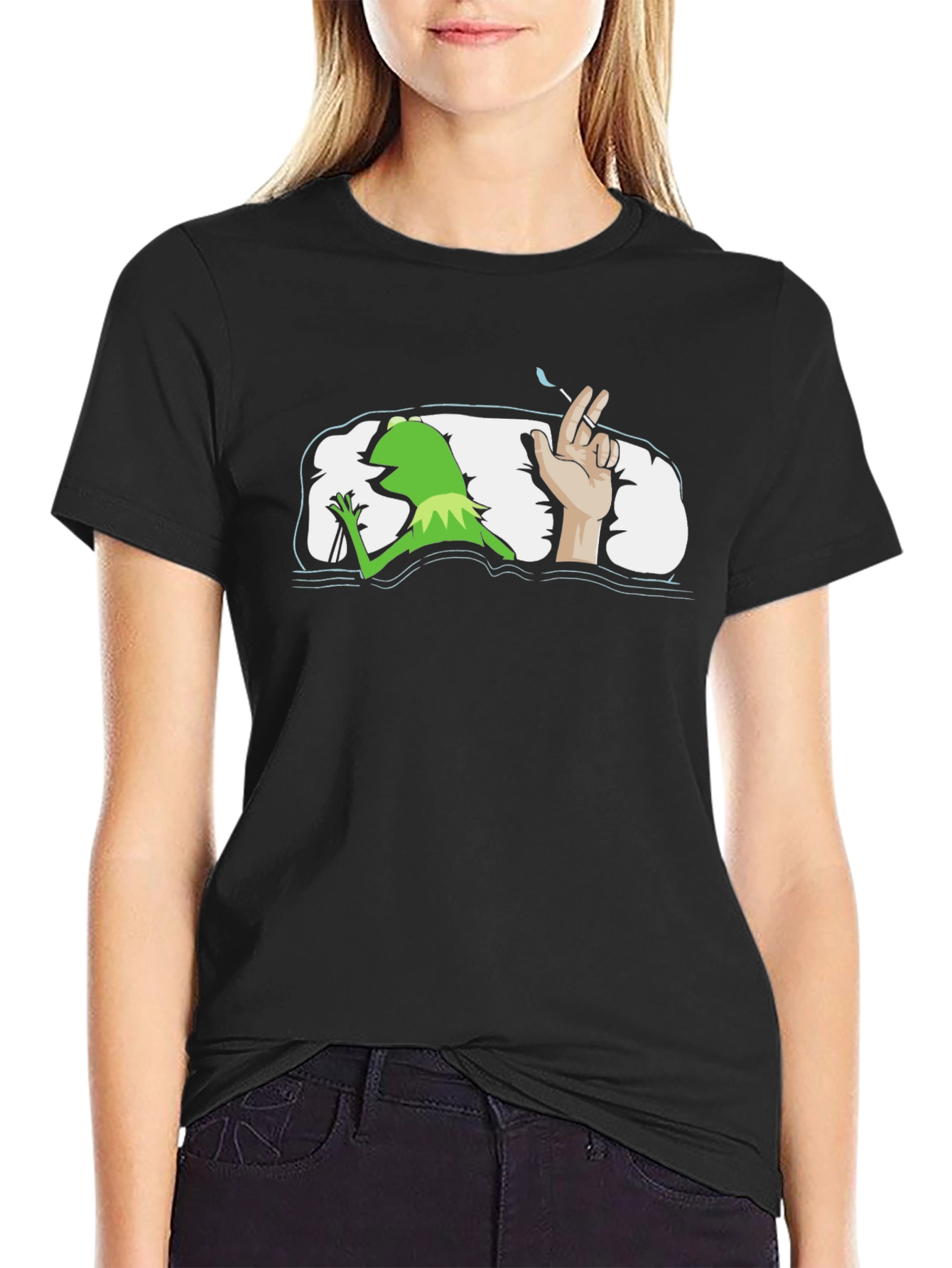 Kermit Smoking Funny Graphic T-Shirt