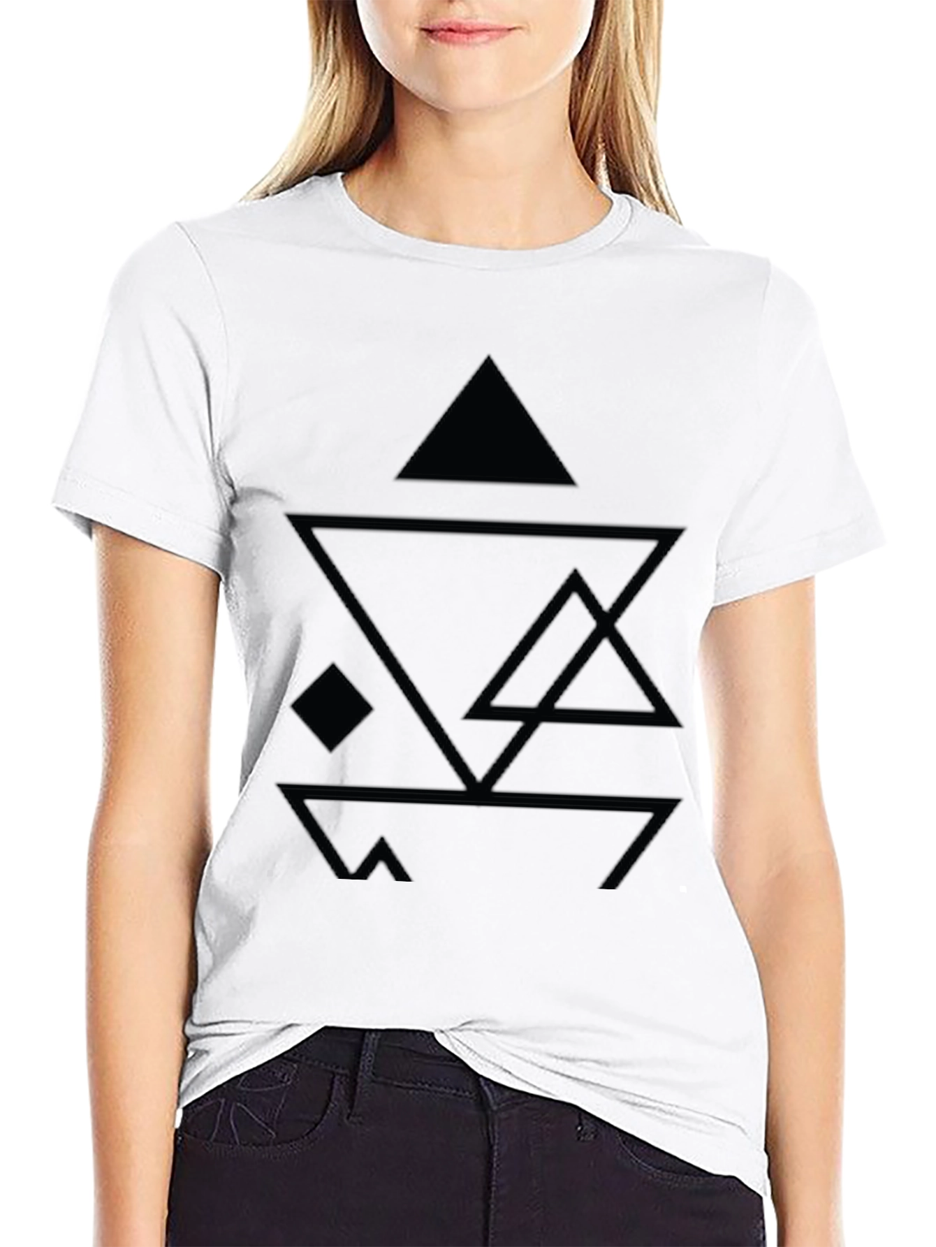Abstract Geometric Design Black T-Shirt