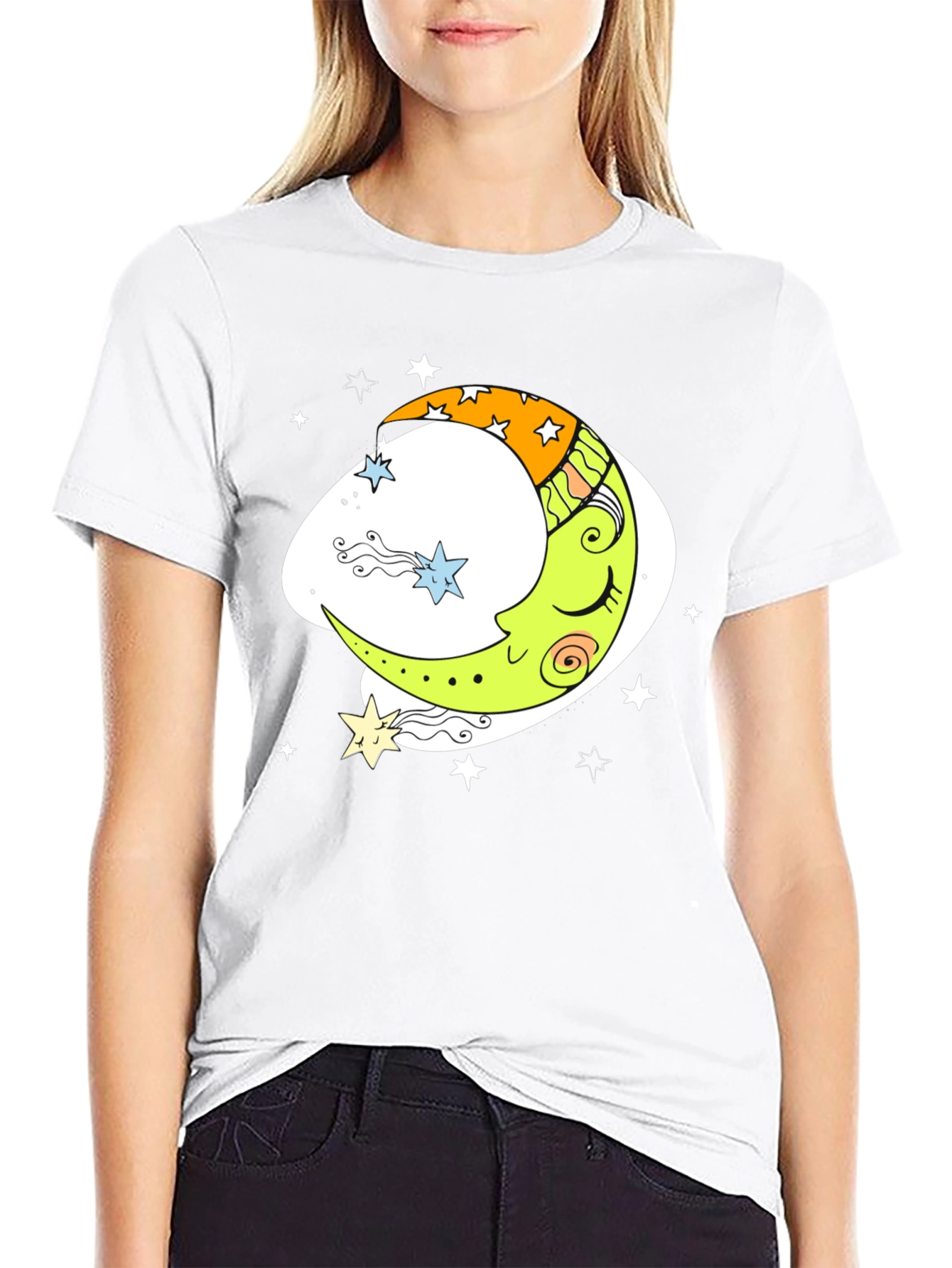 Dreamy Moon Graphic Tee - Black Comfort