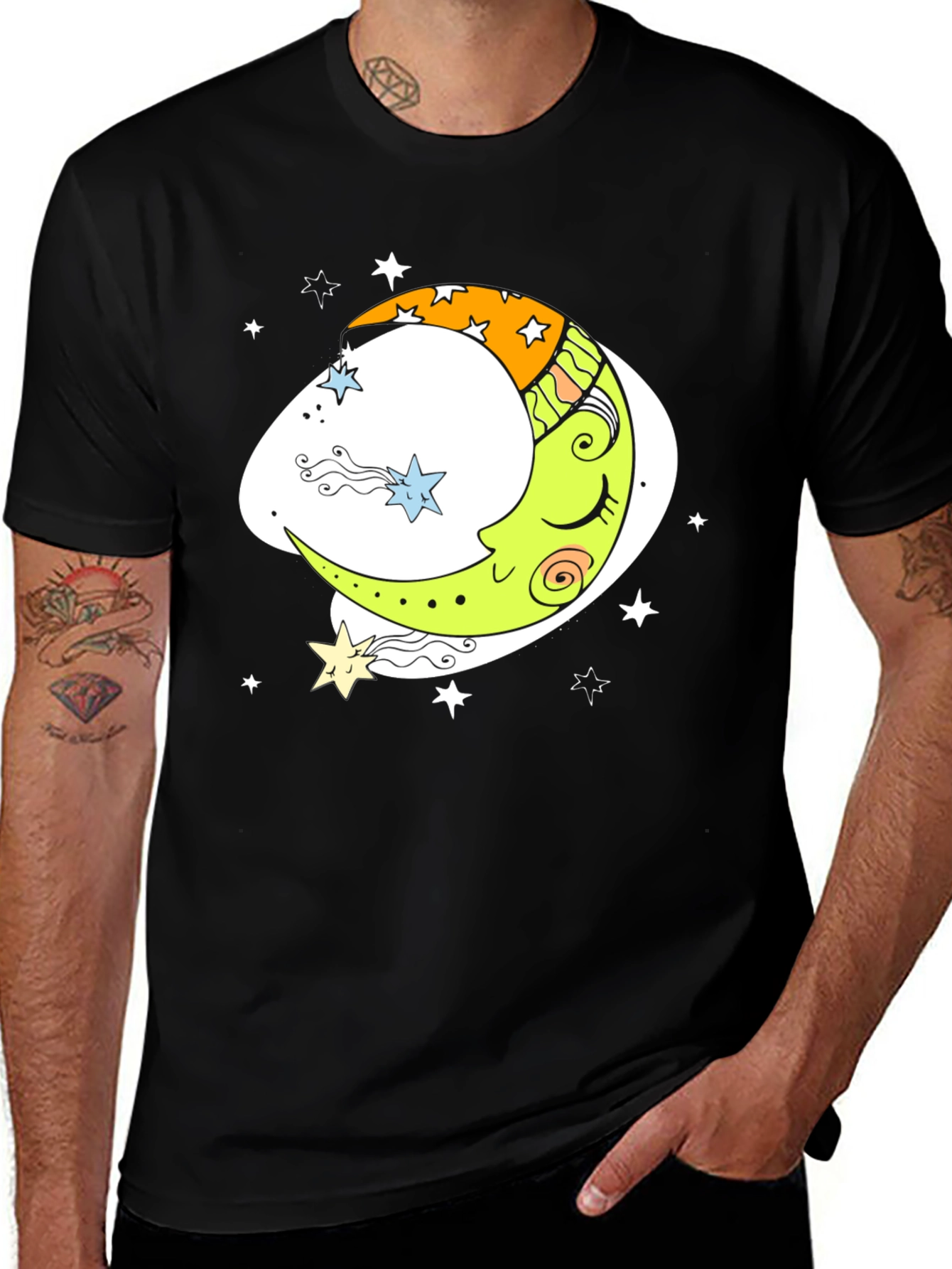 Dreamy Moon Graphic Tee - Black Comfort
