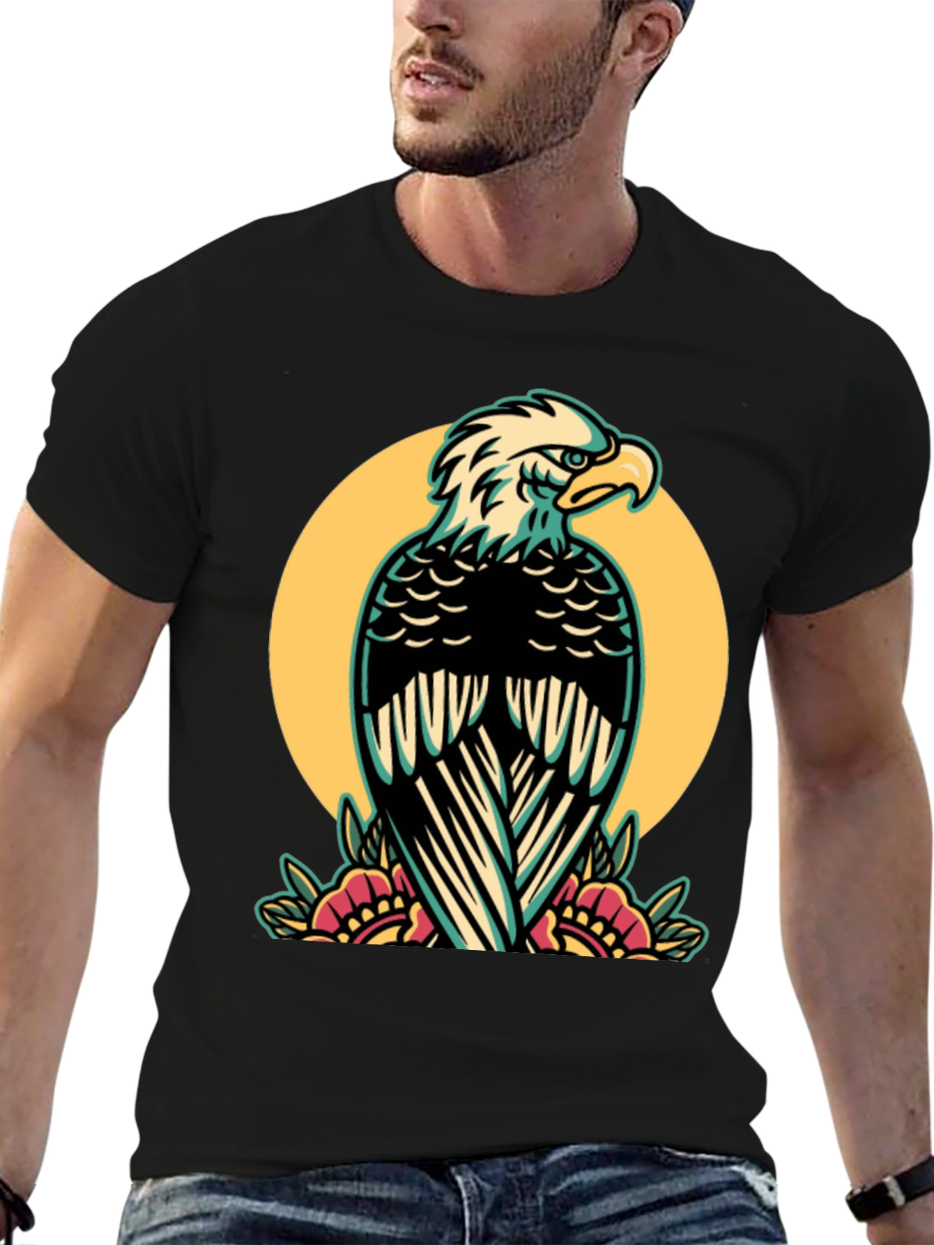 Eagle Graphic Tee - Stylish Mens Black T-Shirt