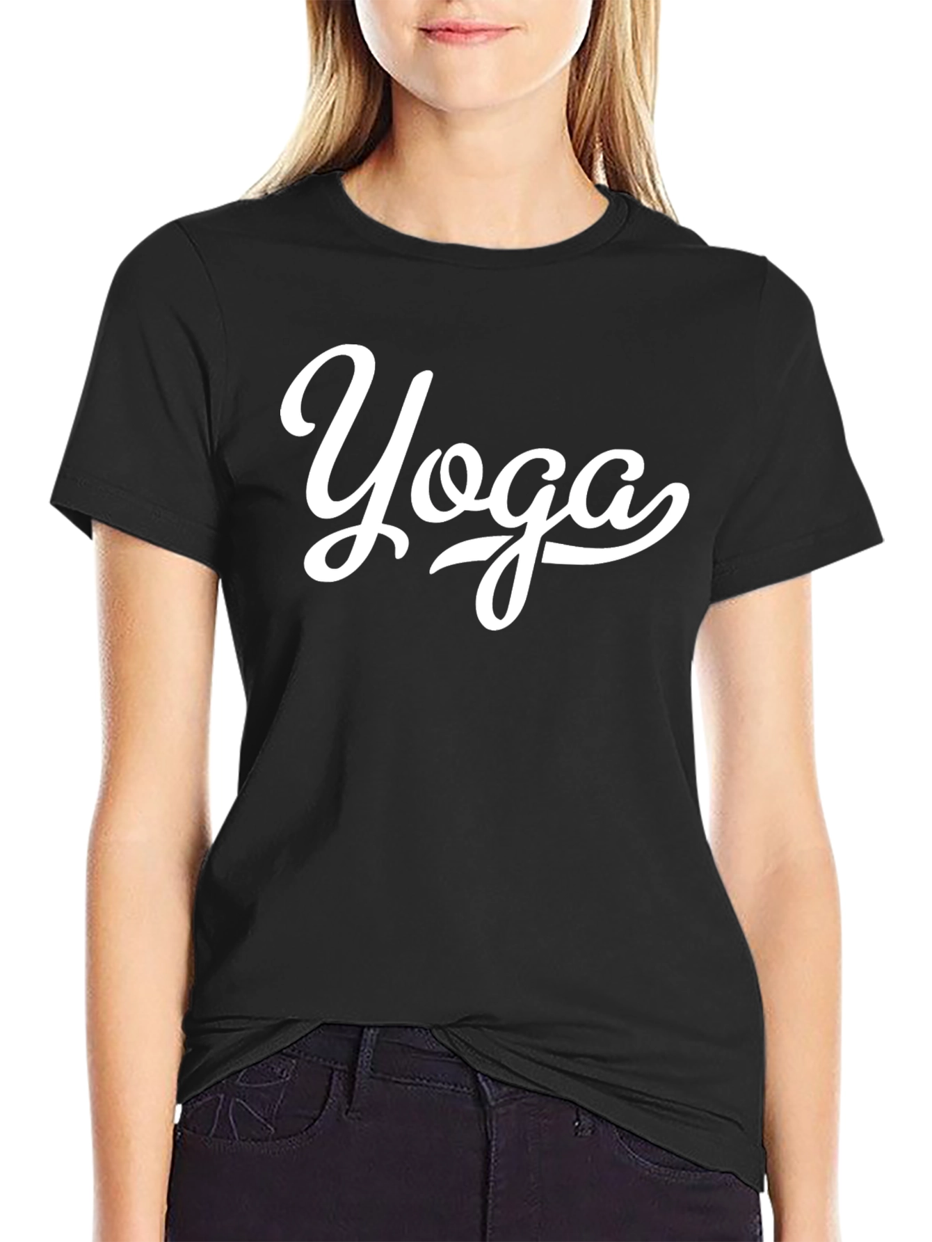Yoga Graphic Tee - Black Cotton T-Shirt