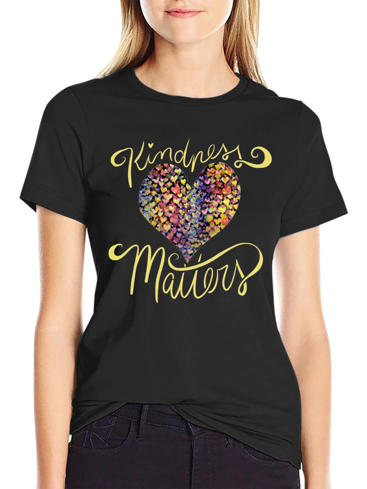 Kindness Matters Heart Graphic Black T-Shirt