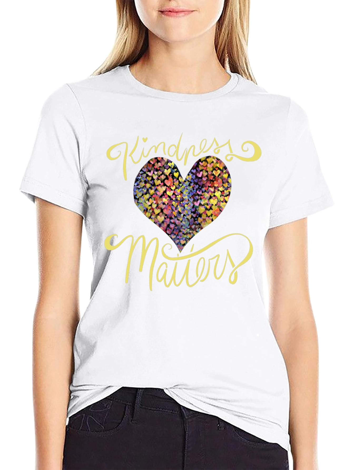 Kindness Matters Heart Graphic Black T-Shirt