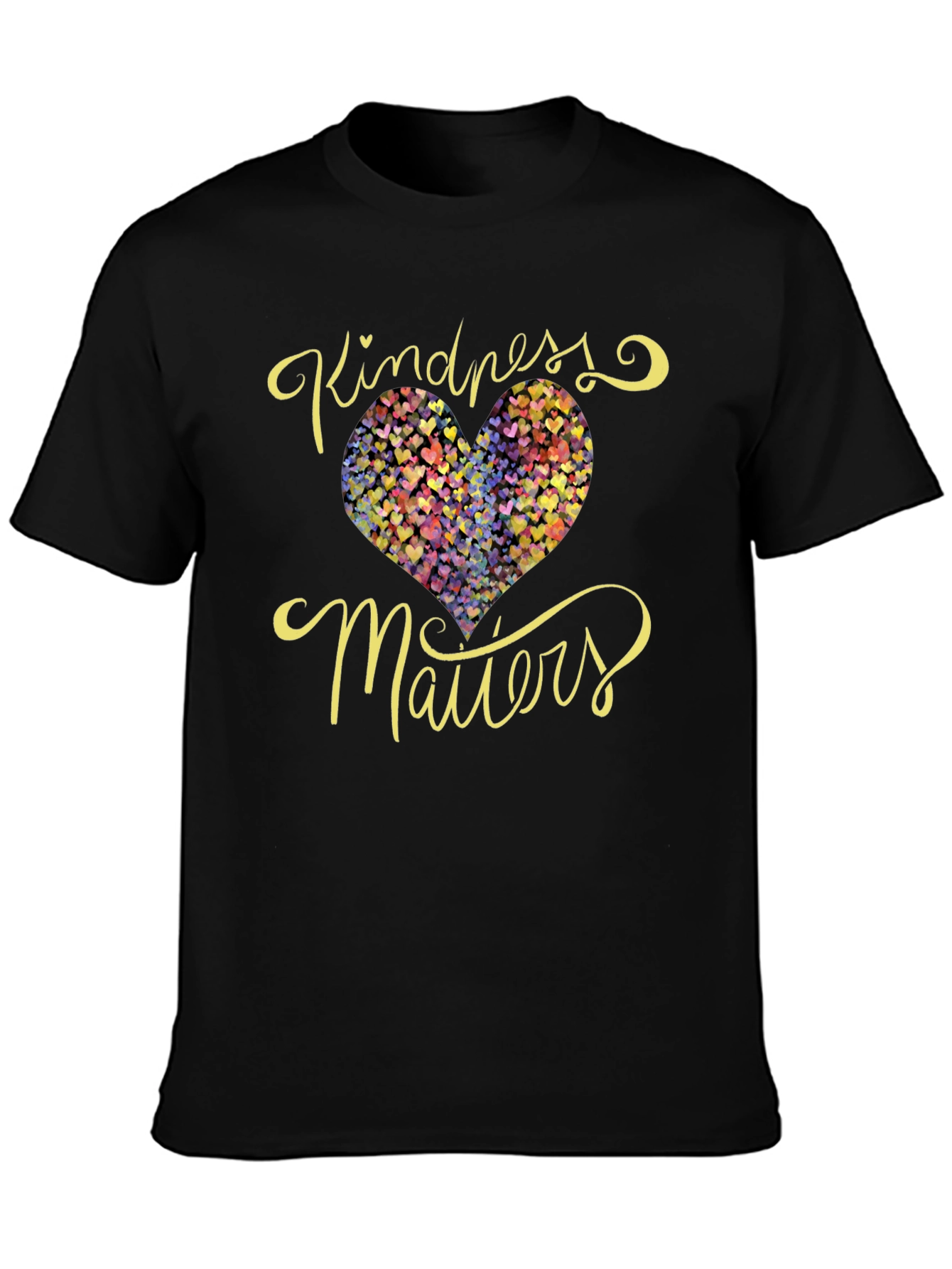 Kindness Matters Heart Graphic Black T-Shirt