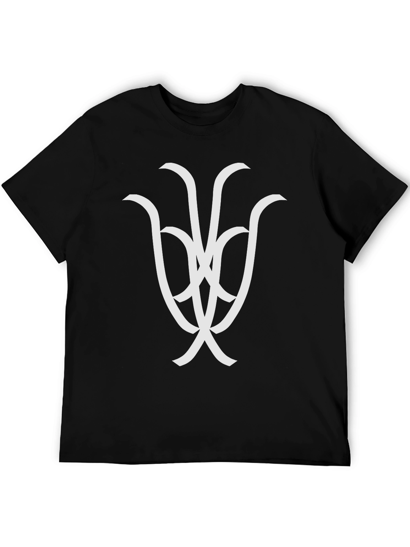 Modern Graphic Tee - Abstract White Design on Black