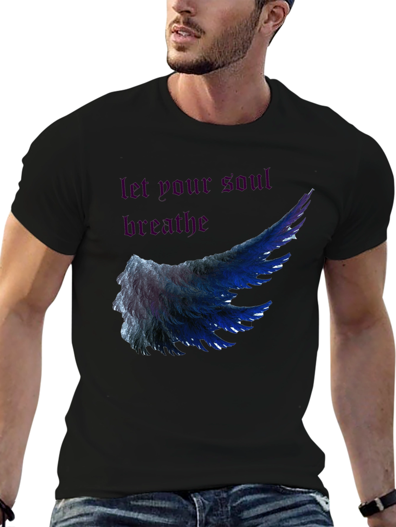 Soul Breathe Wing Graphic Tee - Mens Black T-Shirt