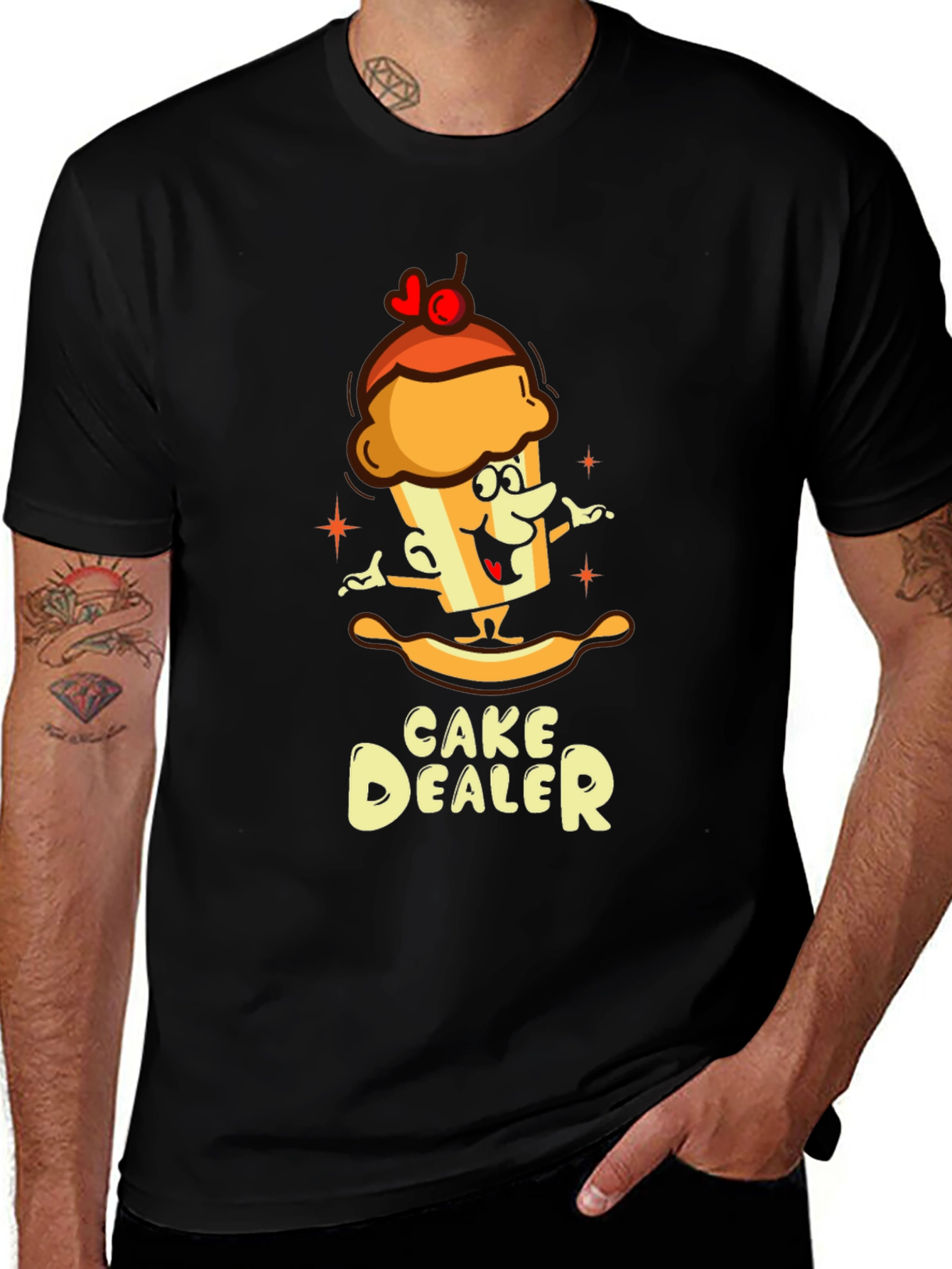 Cake Dealer T-Shirt Funny Cartoon Graphic Tee