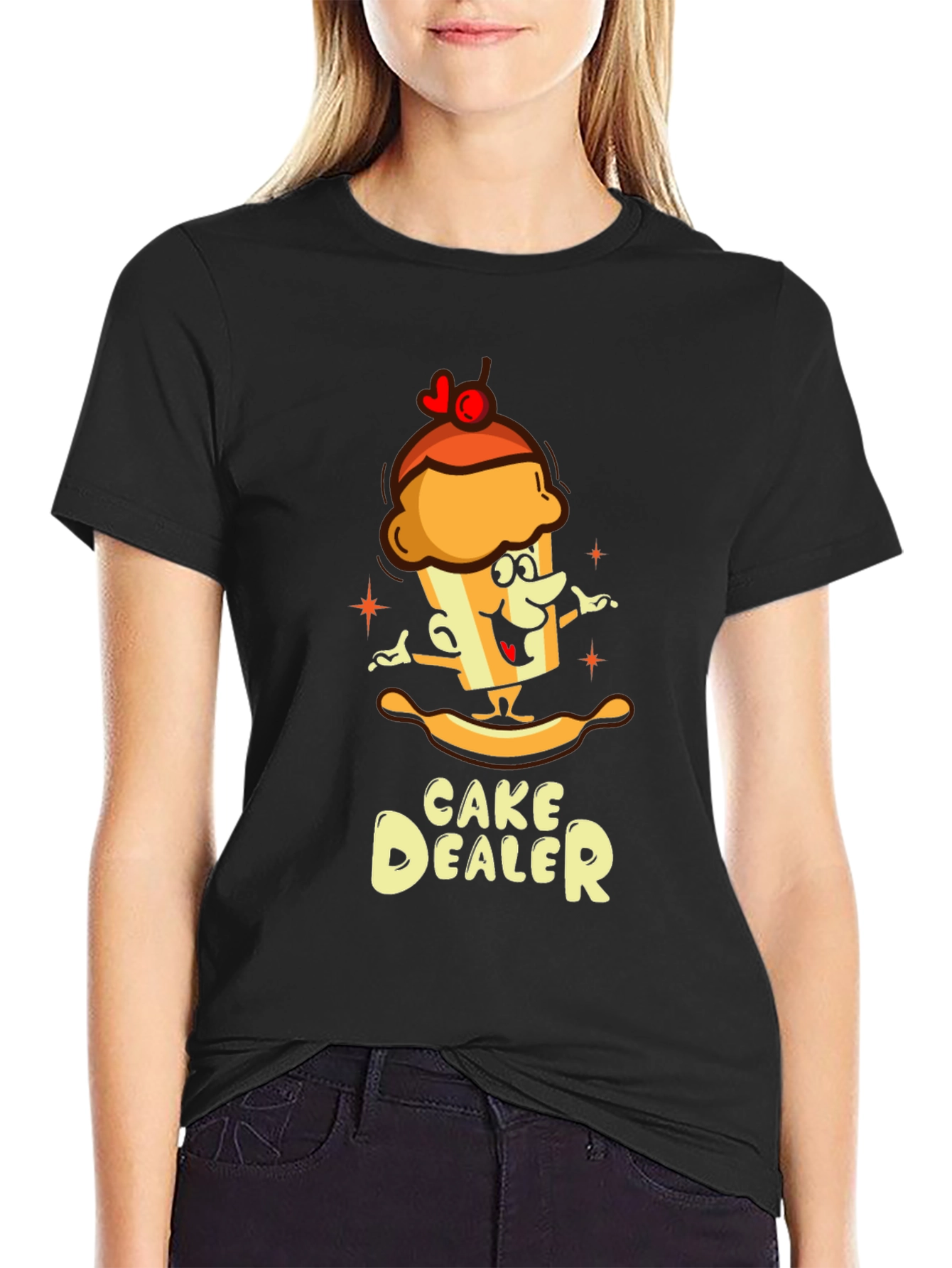 Cake Dealer T-Shirt Funny Cartoon Graphic Tee