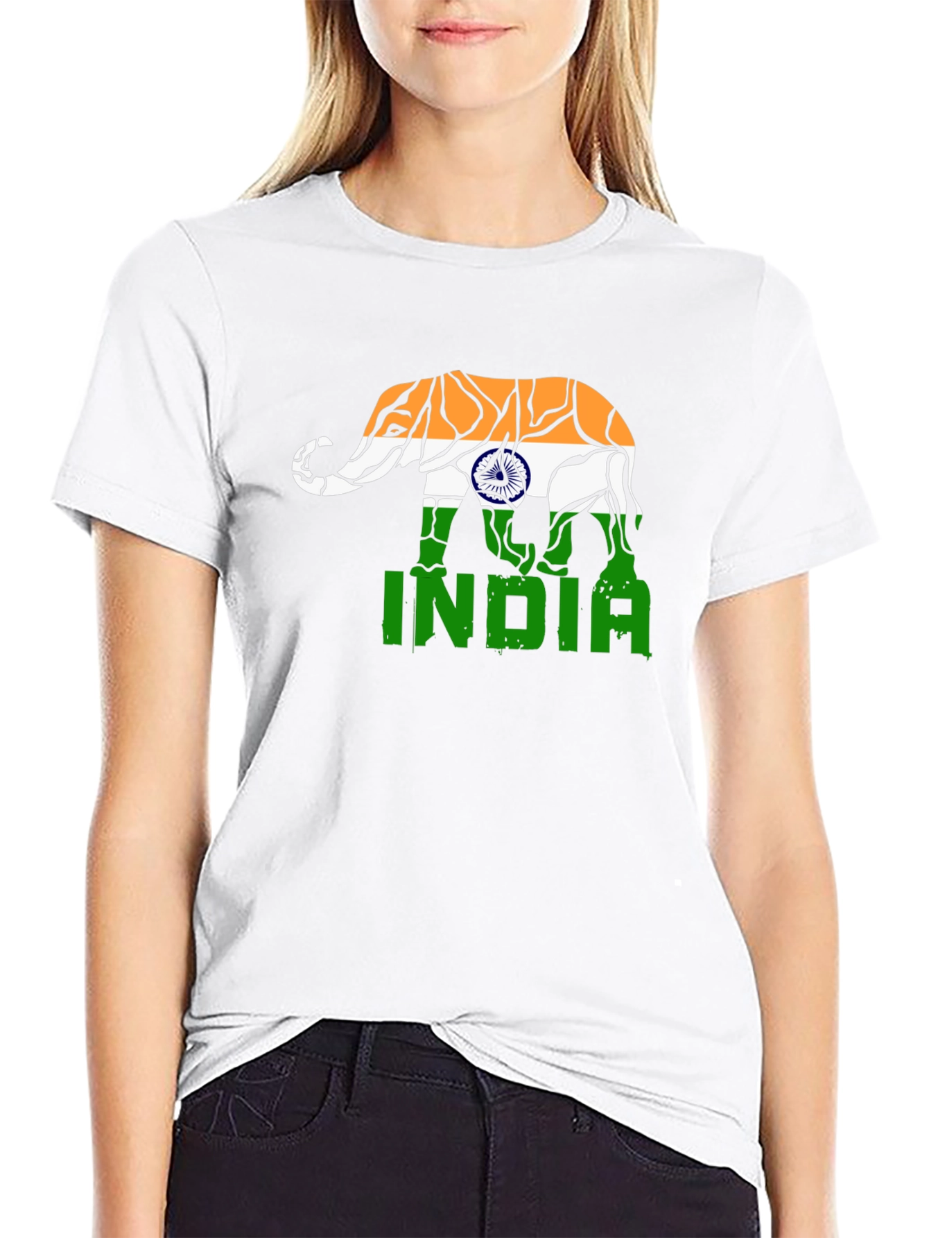 India Elephant Flag Graphic T-Shirt