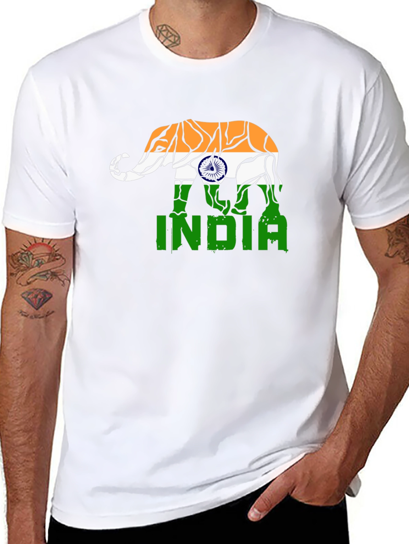 India Elephant Flag Graphic T-Shirt