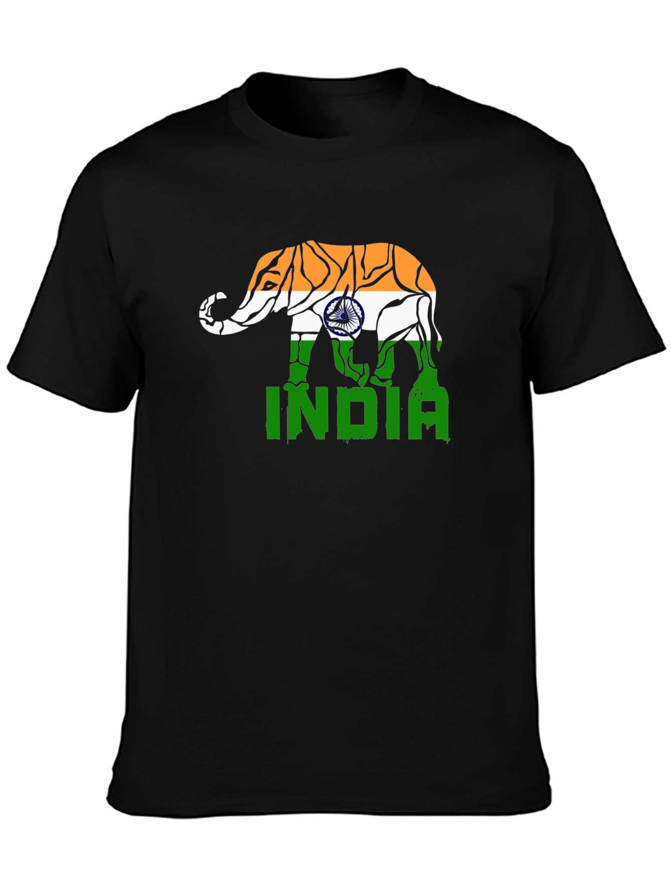 India Elephant Flag Graphic T-Shirt
